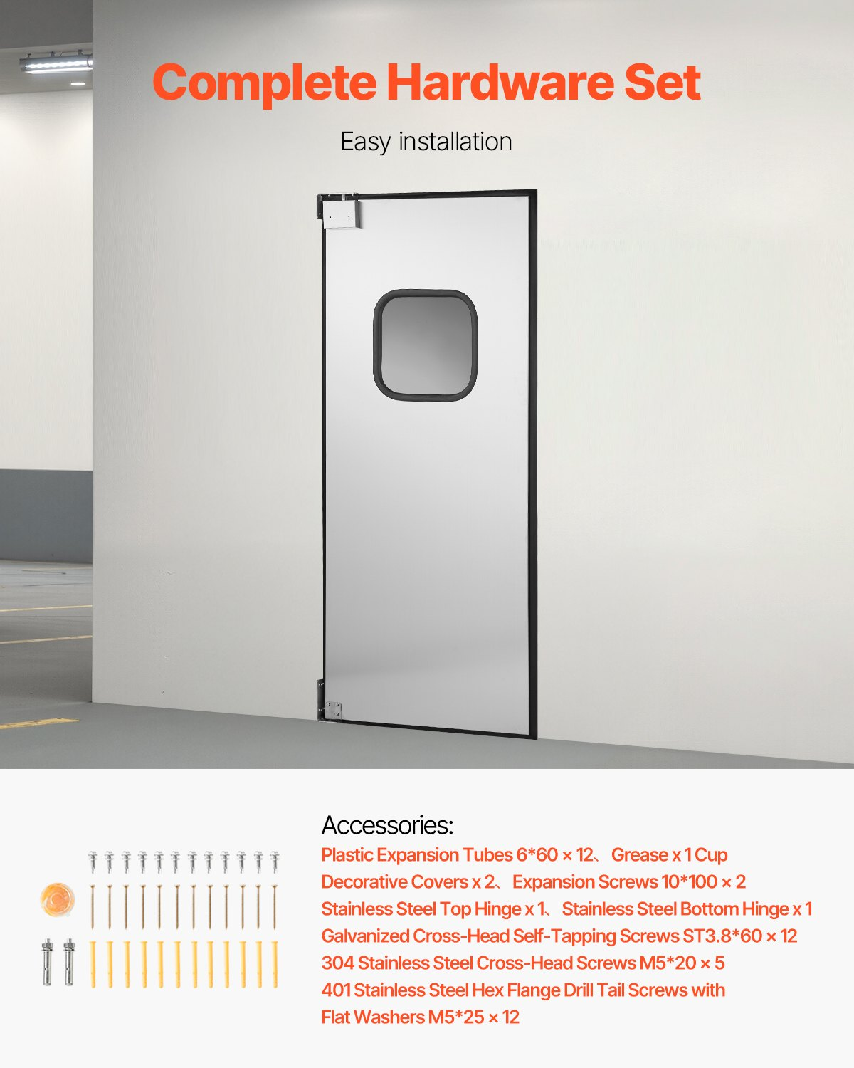 VEVOR Stainless Steel Traffic Swing Door Single Panel 91.4x213.4 cm Commercial