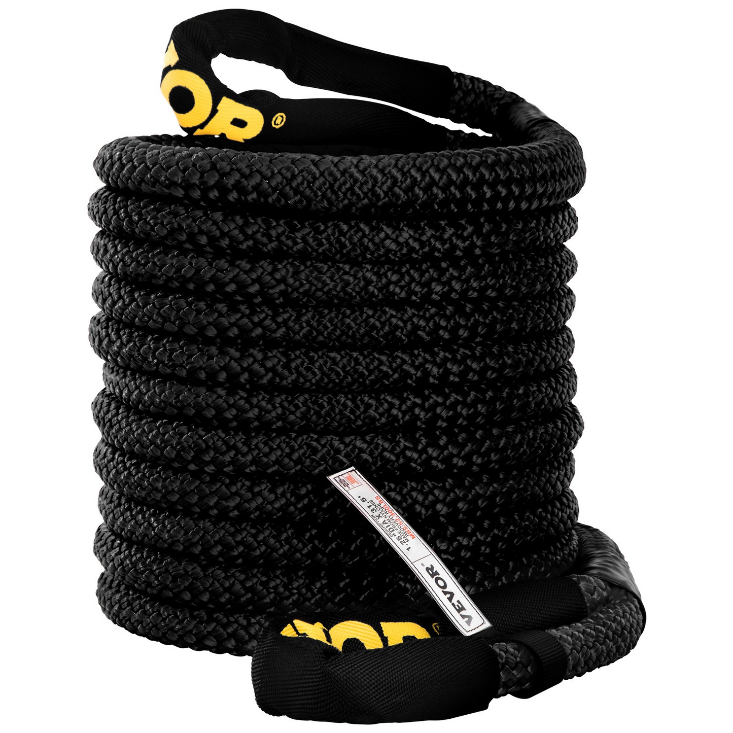 VEVOR 32 mm x 9.6 m Kinetic Recovery & Tow Rope, 23,723 kg, Heavy Duty Nylon Double Braided Kinetic Energy Rope, for Truck Off-Road Vehicle ATV UTV, Carry Bag Included, Black