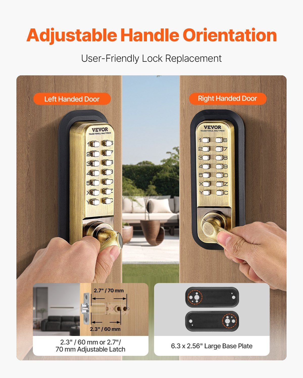 VEVOR Mechanical Keyless Entry Door Lock 14 Key Mechanical Door Lock Waterproof