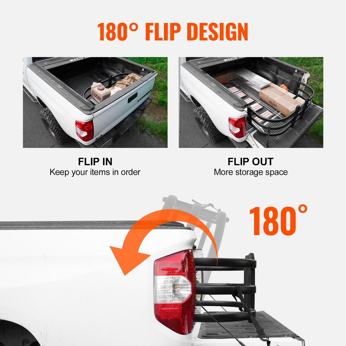 VEVOR Truck Bed Extender, Aluminum Retractable Tailgate Extender, 141-173 cm, Fits for Ford Super Duty, F150, Dodge Ram 1500/2500/3500, Toyota Tundra, Nissan Titan, Chevrolet Silverado, GMC Sierra