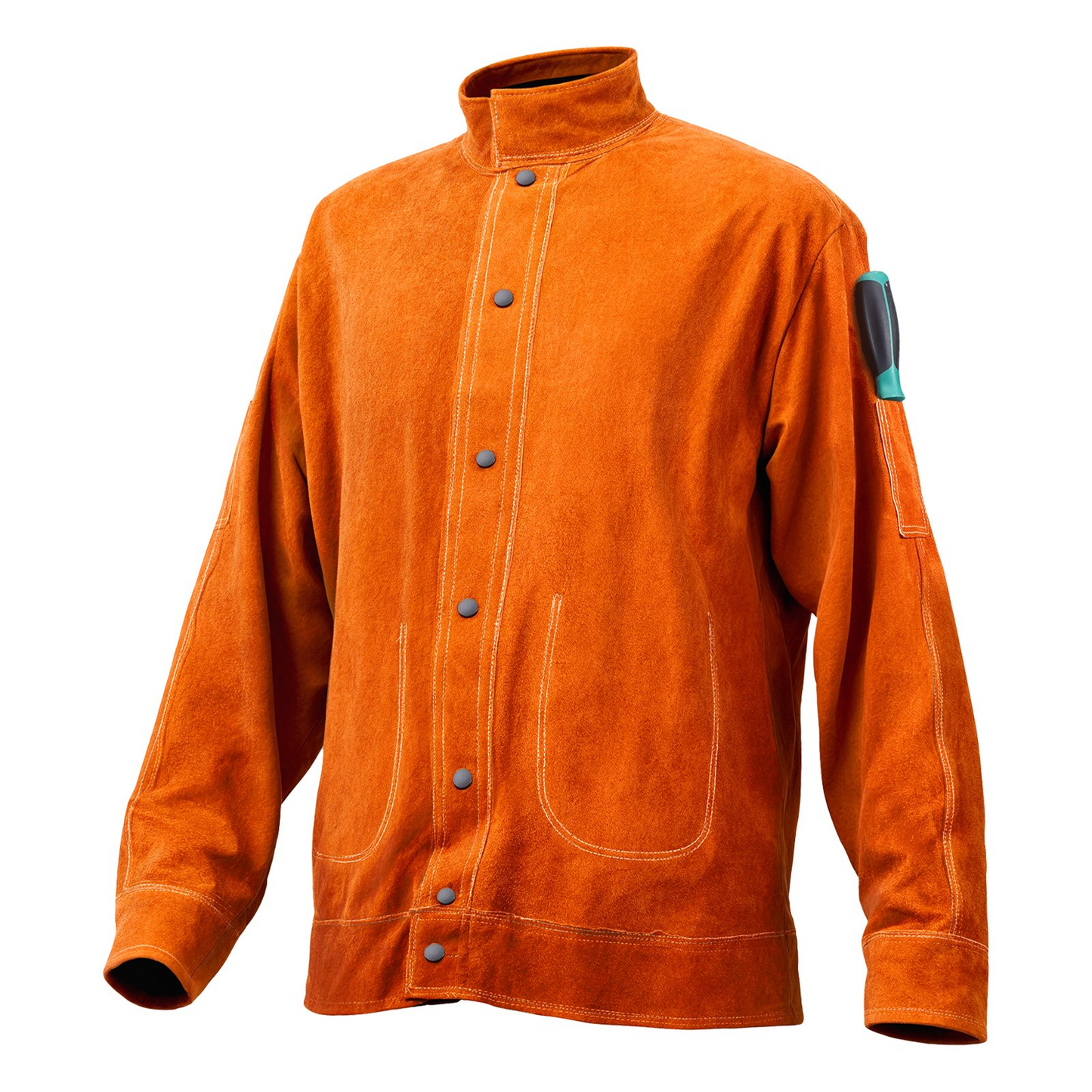VEVOR Flame-Resistant Welding Jacket Heavy Duty Leather Welding Jacket M Size