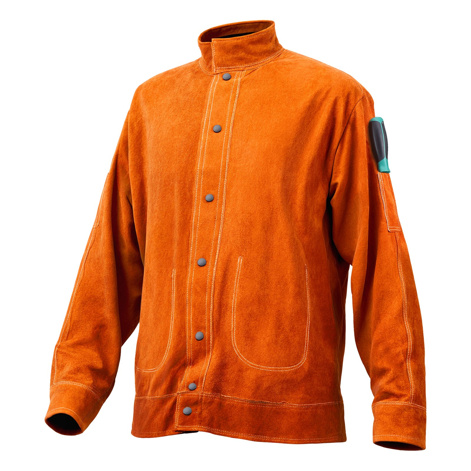 VEVOR Flame-Resistant Welding Jacket Heavy Duty Leather Welding Jacket M Size