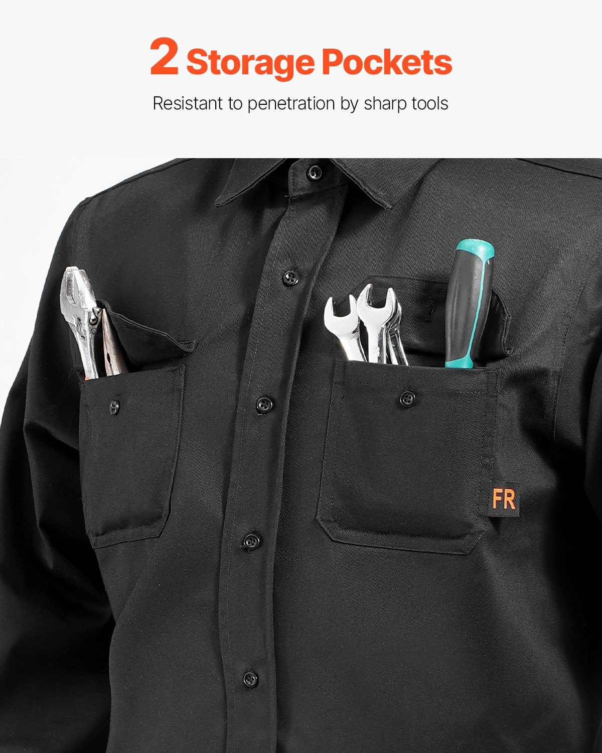 VEVOR Flame-Resistant Welding Jacket XXL Size 7oz Cotton Welding Safety Jacket