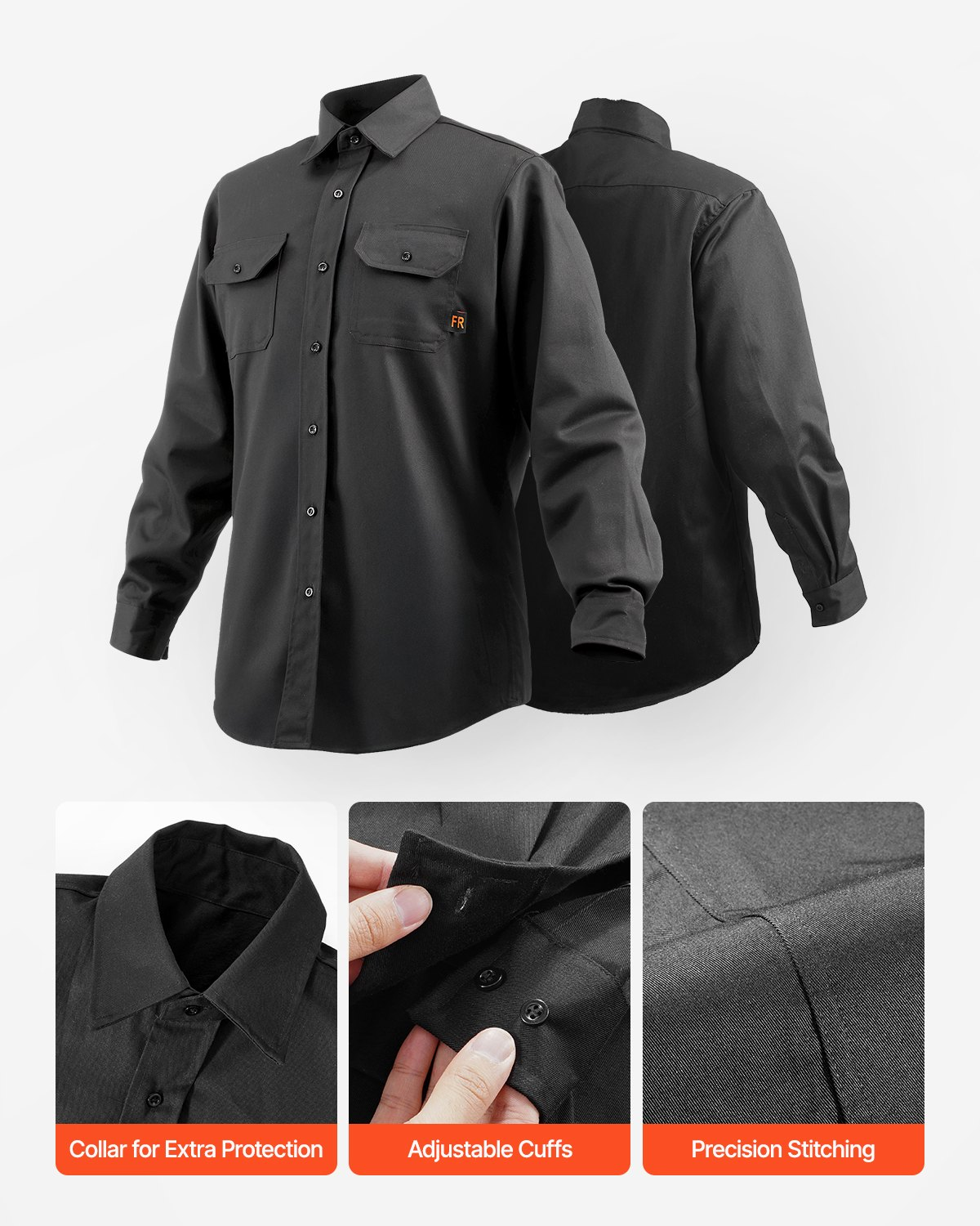 VEVOR Flame-Resistant Welding Jacket XXL Size 7oz Cotton Welding Safety Jacket