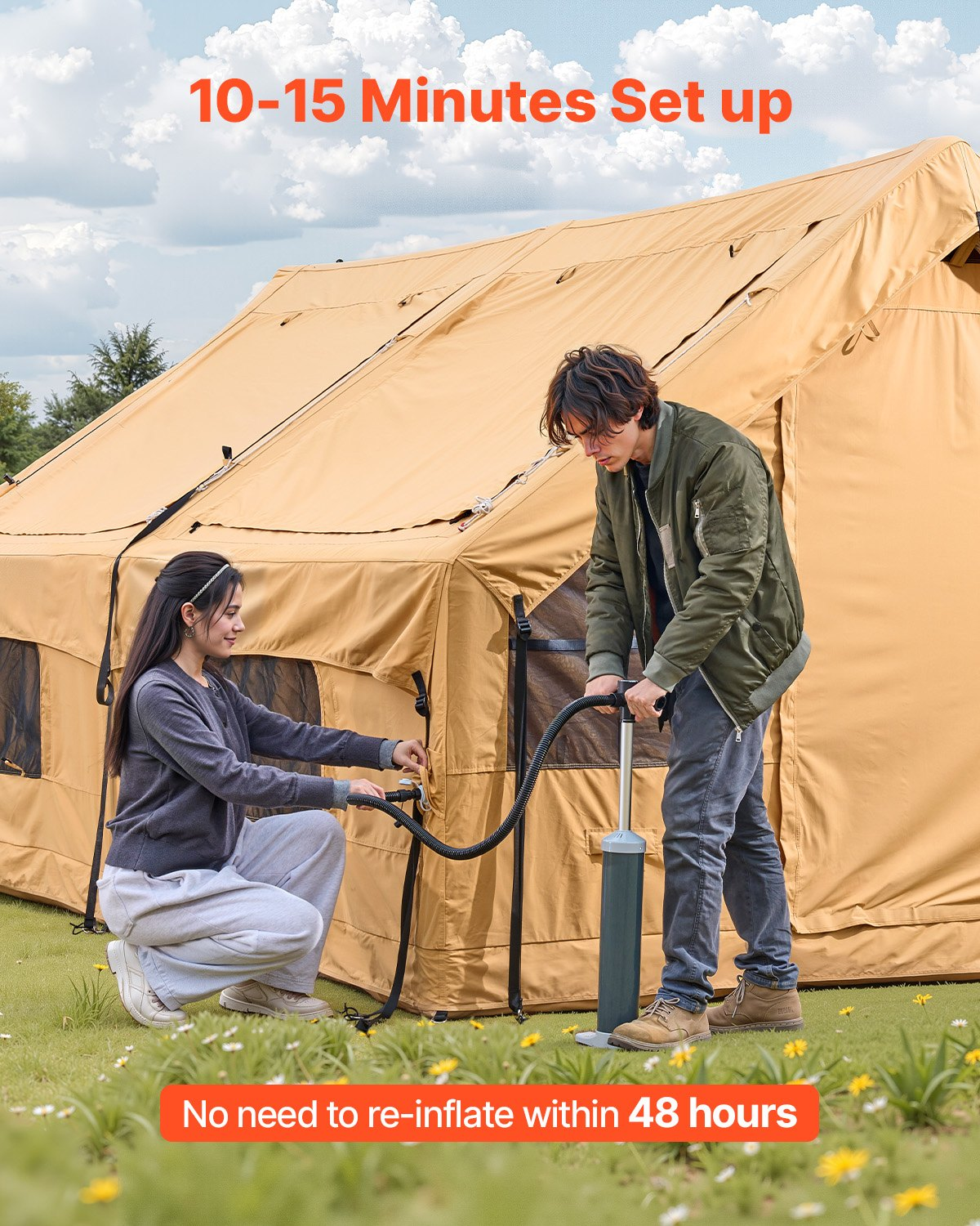VEVOR Inflatable Tent for Camping 5-8 Person Glamping Tent with Pump Easy Set up