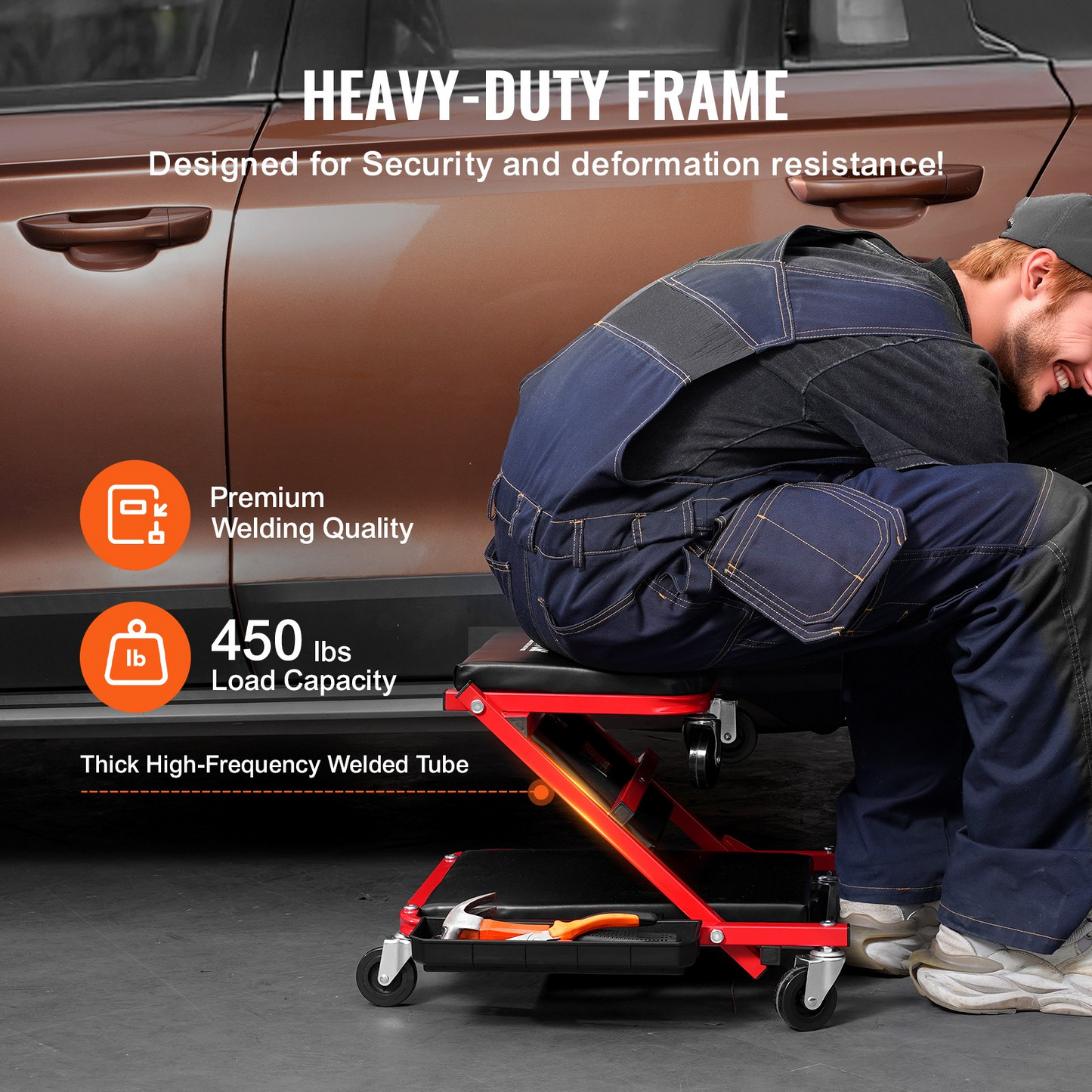 VEVOR 91.4 cm Foldable Z Garage Creeper Mechanic Creeper Stool 136.1 kg Capacity