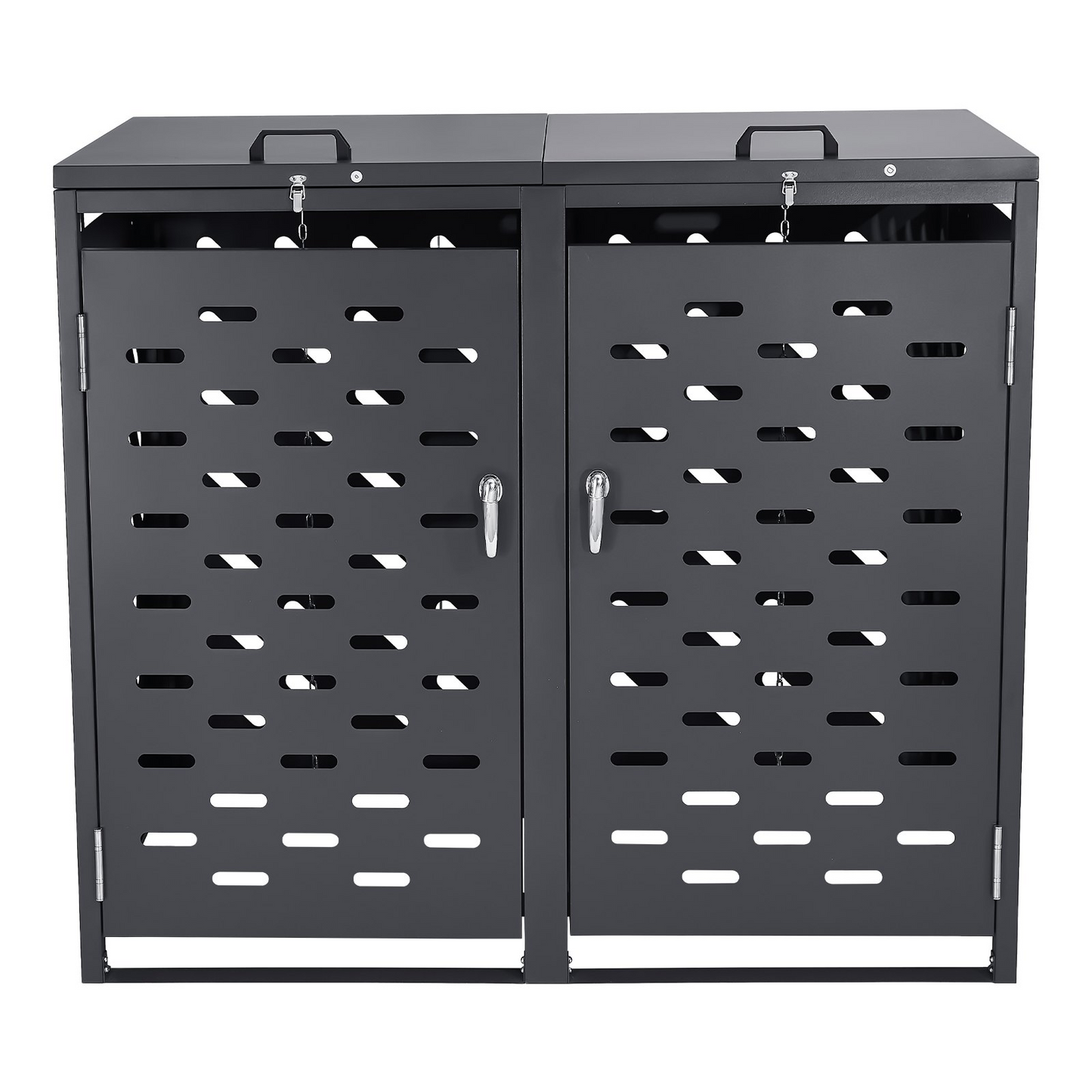 VEVOR Trash Can Storage Garbage Can Storage Shed 2 x 52.79 Gal with Chain Lid