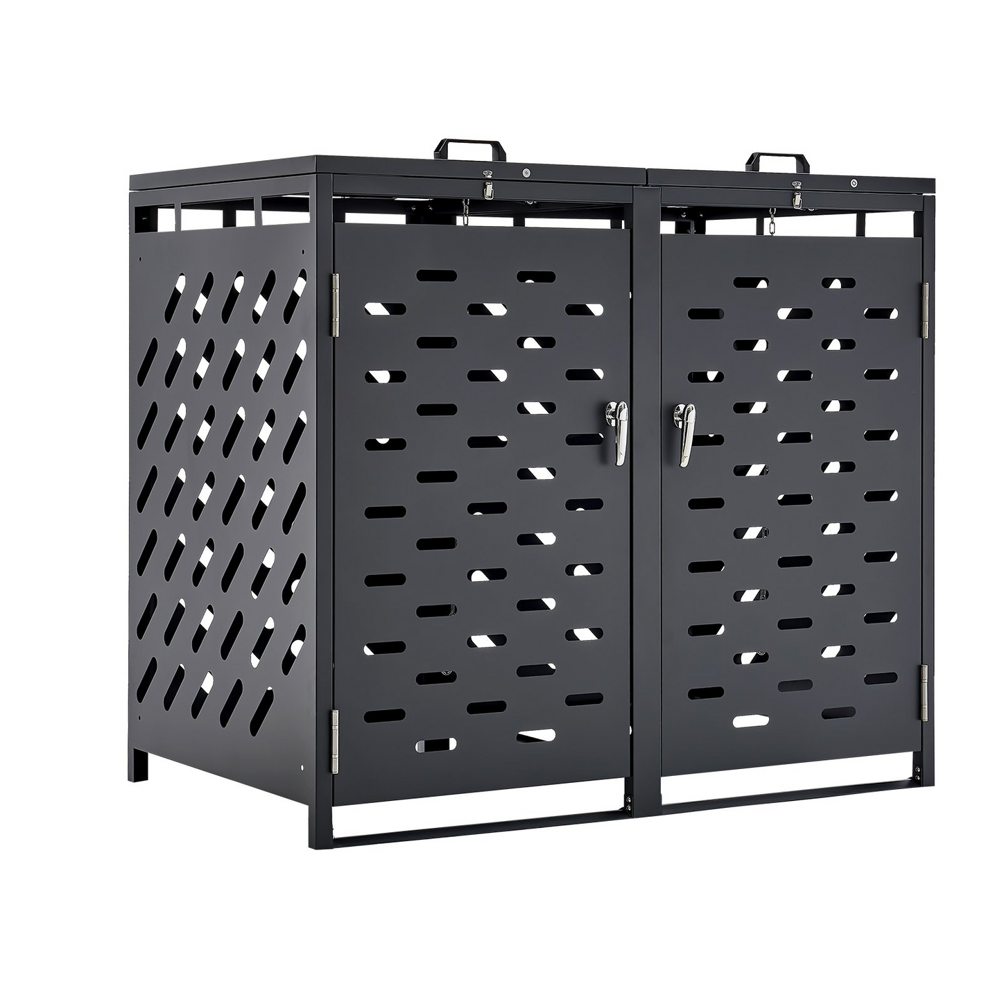 VEVOR Trash Can Storage Garbage Can Storage Shed 2 x 52.79 Gal with Chain Lid