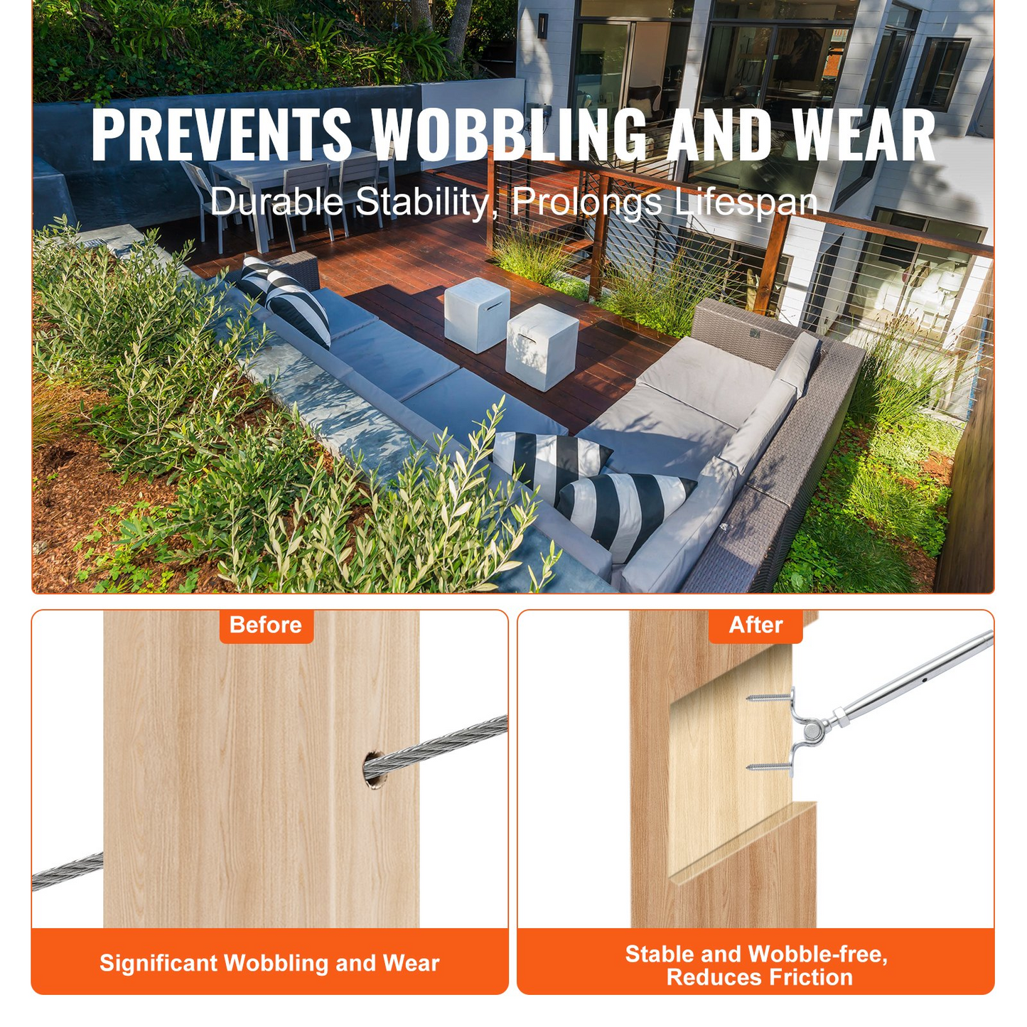 VEVOR T316 Stainless Steel Adjustable Angle 3.2mm Cable Railing Kit/Hardware for Wood Post,Marine Grade for 3.2mmWire Rope,0-180-Degree Angle & Easy Installation, Silver (20 Pack)