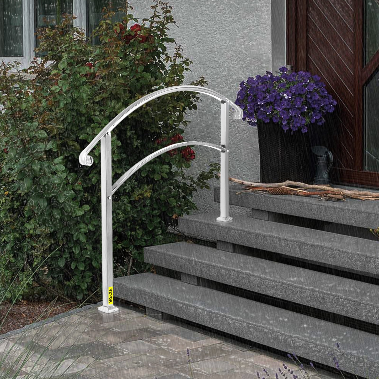 VEVOR Transitional Handrail Fits 3 Steps Matte White Effortless Installation