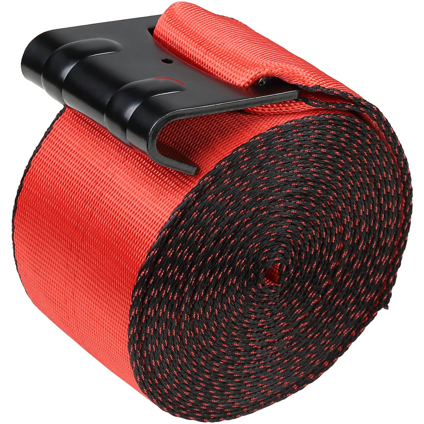 VEVOR Winch Straps, 4" x 30', 6000 lbs Load Capacity, 18000 lbs Breaking Strength, Truck Straps with Flat Hook, Flatbed Tie Downs Cargo Control for Trailers, Farms, Rescues, Tree Saver, Red (10 Pack)