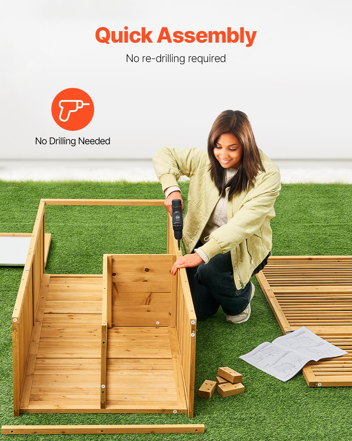 VEVOR Outdoor Wooden Storage Shed Waterproof Garden Tool Shed 31.5x63.8 inch