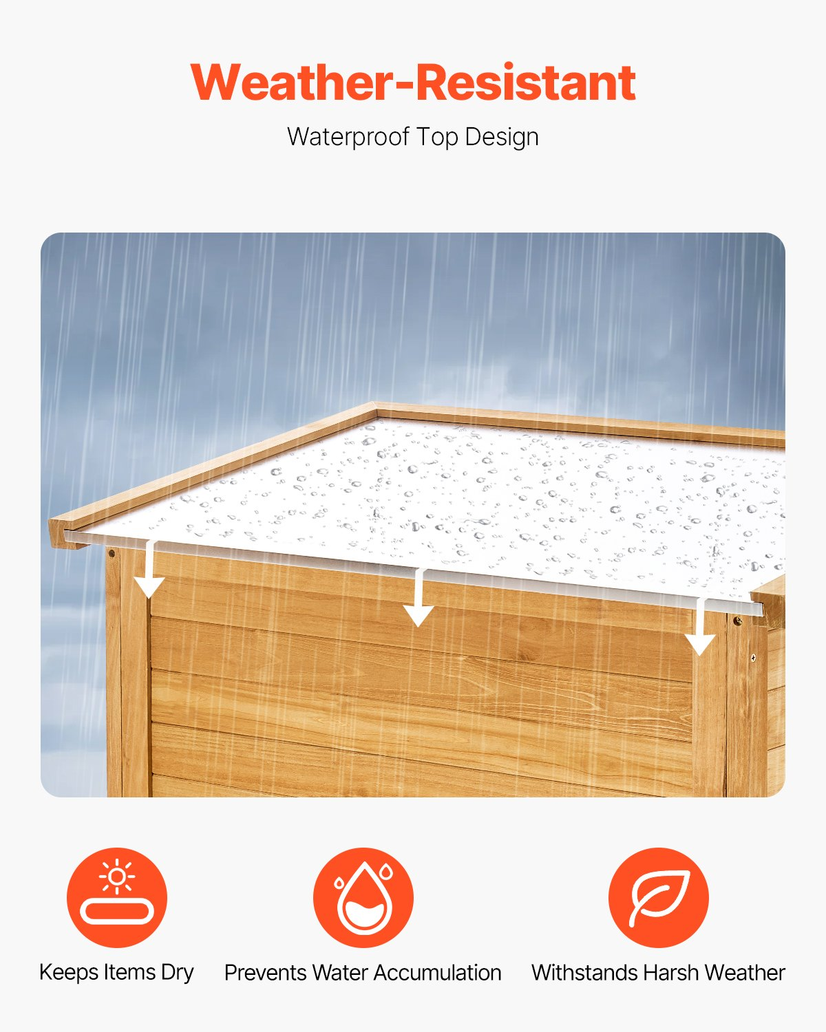 VEVOR Outdoor Wooden Storage Shed Waterproof Garden Tool Shed 31.5x63.8 inch