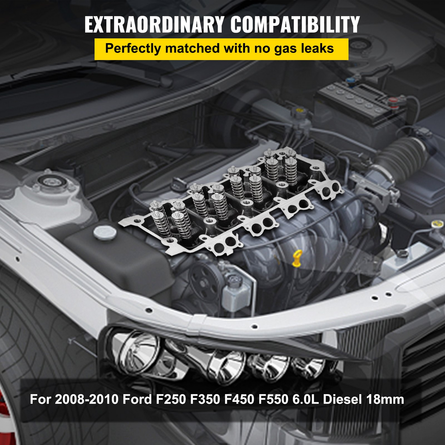 VEVOR Cylinder Head Assembled, Engine Cylinder Head Assembly Replacement 6.4L, Cast Iron Cylinder Head Fit for 08-10 Ford F250 F350 F450 F550