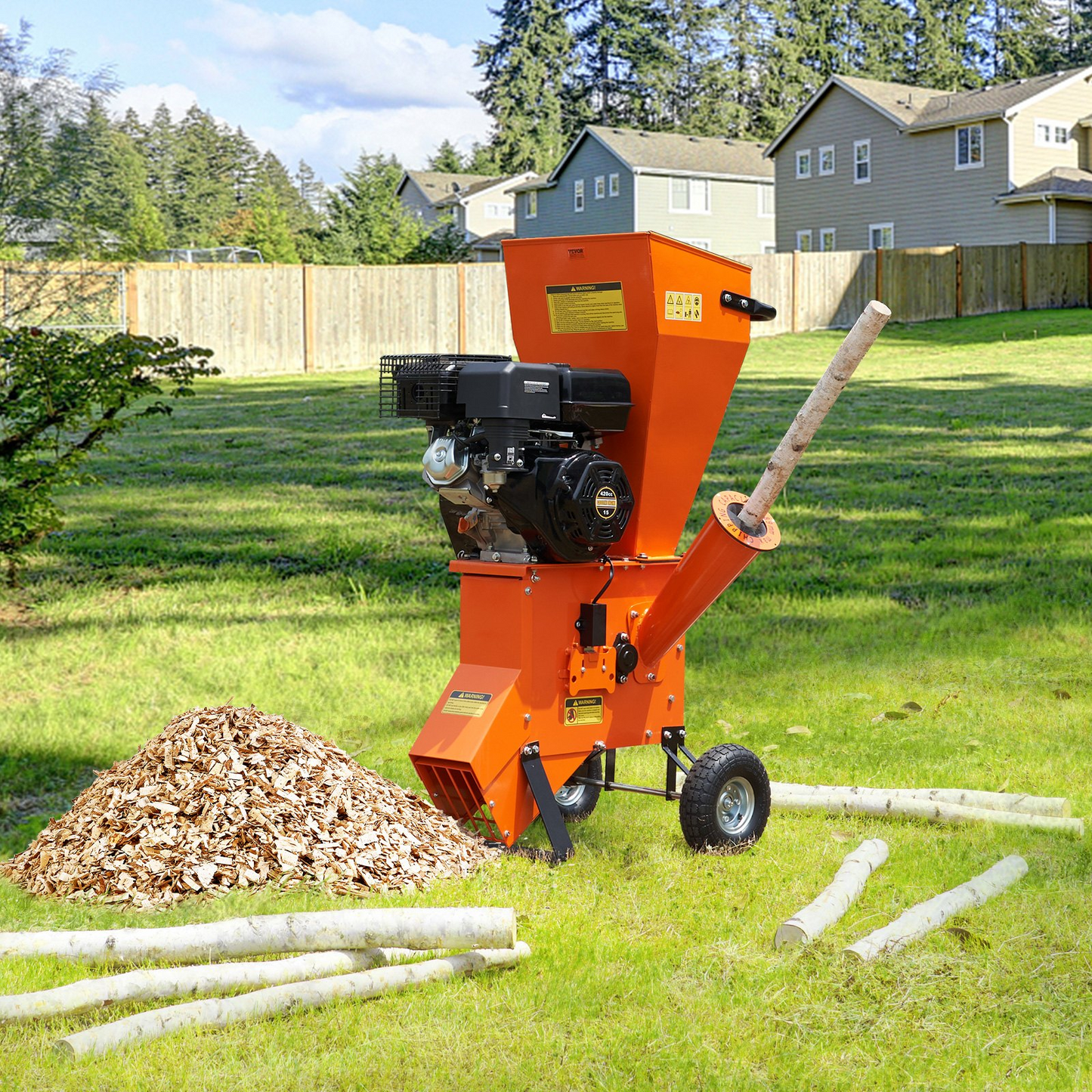 VEVOR Wood Chipper Shredder Mulcher HeavyDuty Gas Powered 17 cm 420cc 8.6kW