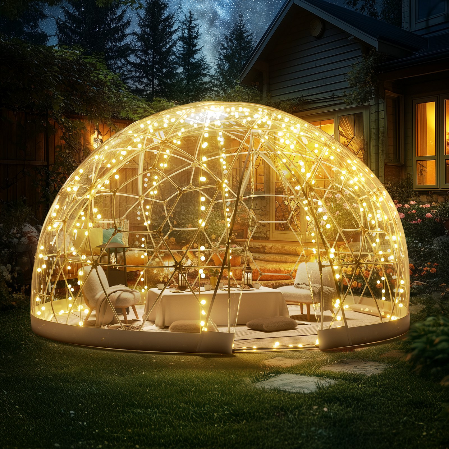 VEVOR 365.8 cm Dome Bubble Tent Double Cover w/ Transparent Window for Camping Party