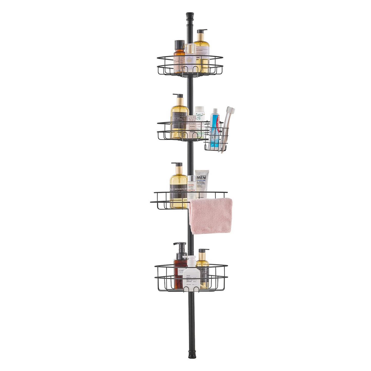 VEVOR 56" to 114" High Shower Corner Caddy Tension Pole Rust-Proof Tension Pole
