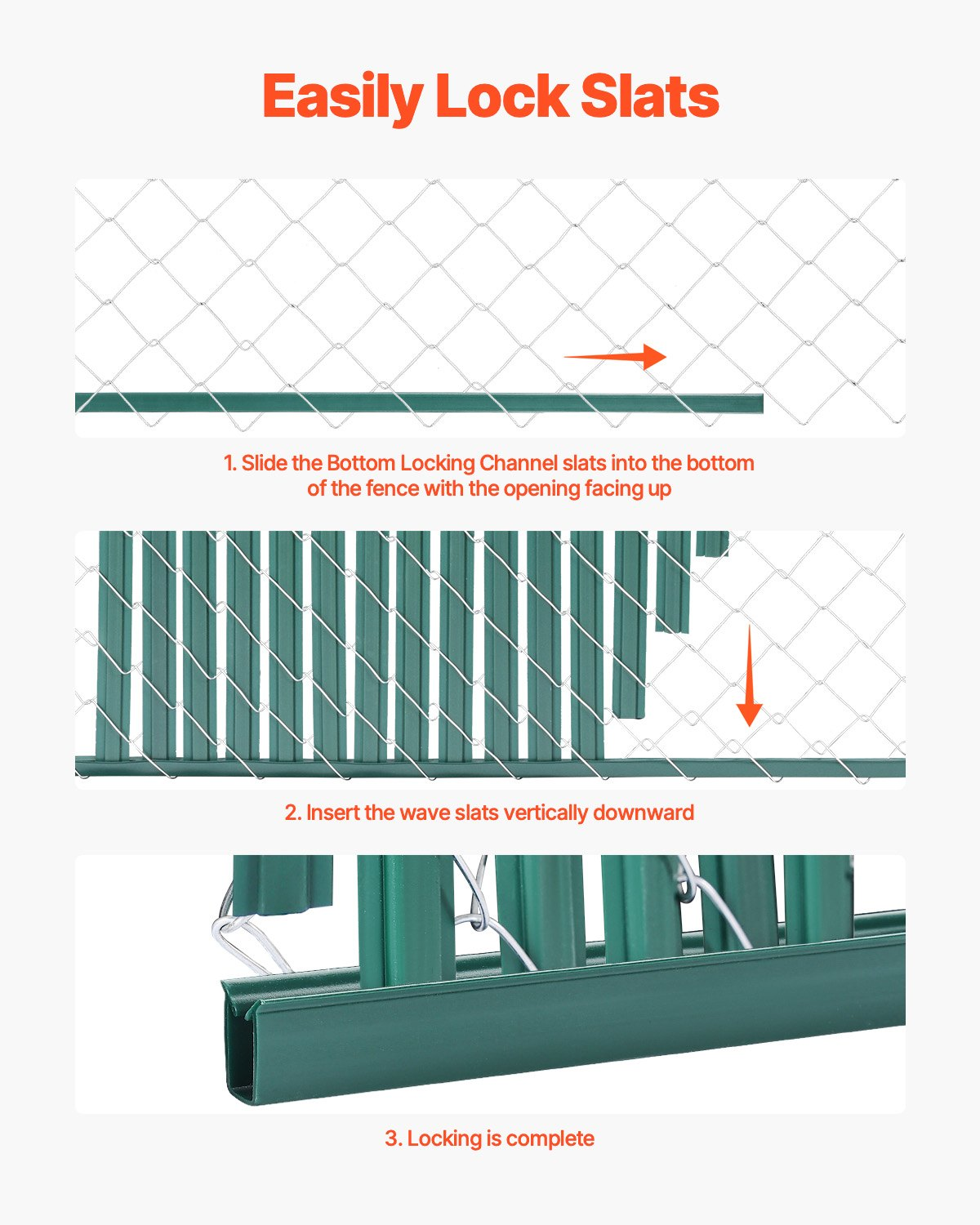 VEVOR Chain Link Fence Privacy Slats Double-Wall with Wings for 4' High Fence