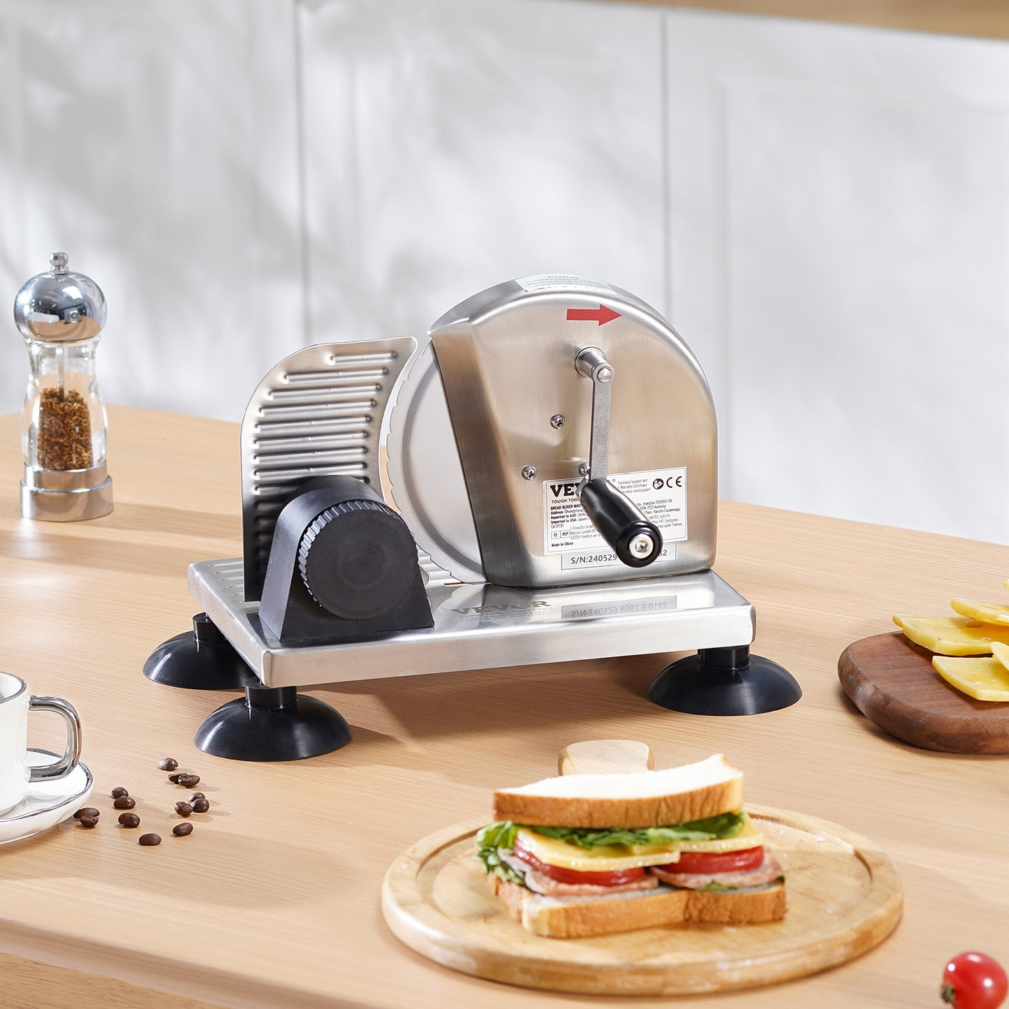VEVOR Manual Bread Slicer 0-6" Cheeser Butter Cutting for Kitchen Restaurant