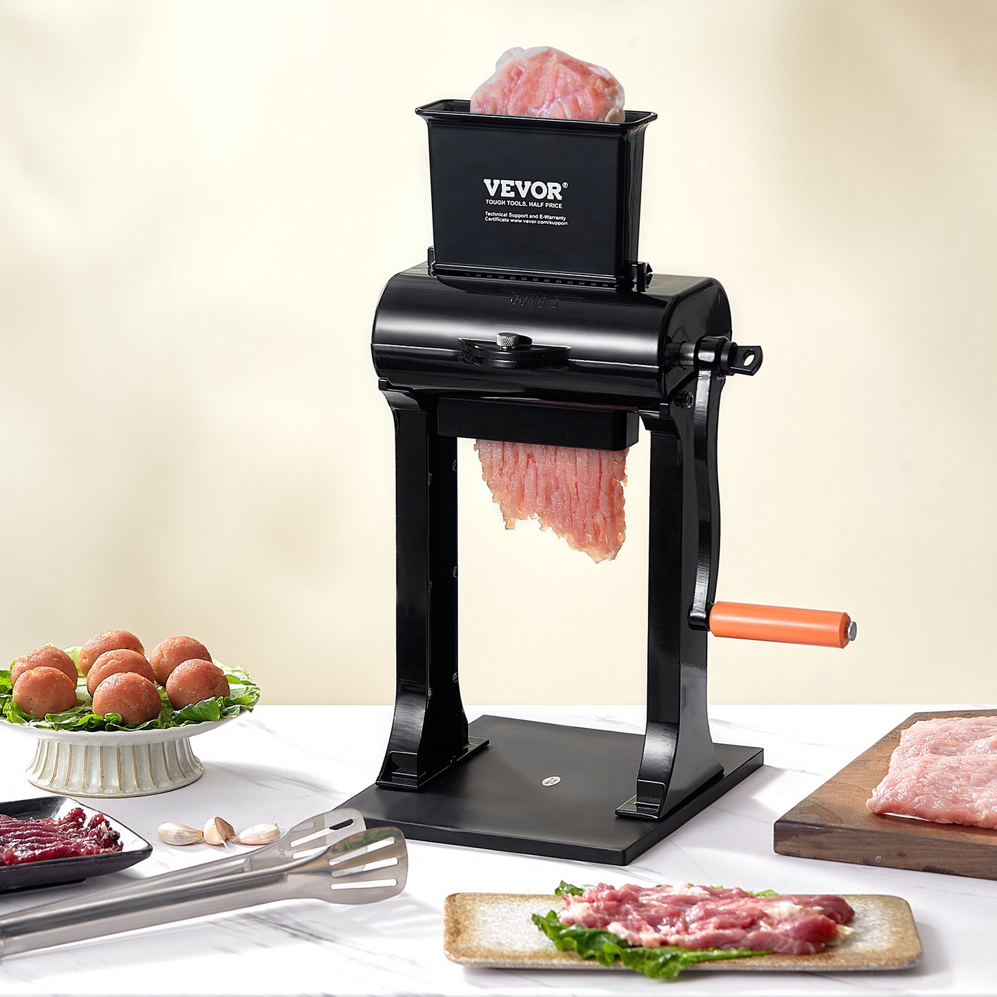 VEVOR Commercial Meat Tenderizer, Heavy Duty Stainless Steel Meat Tenderizer Machine, Quick and Easy Manual Operation Kitchen Tool, 14.7 cm Feed Port for Beef, Turkey, Chicken, Pork, Steak, and Fish