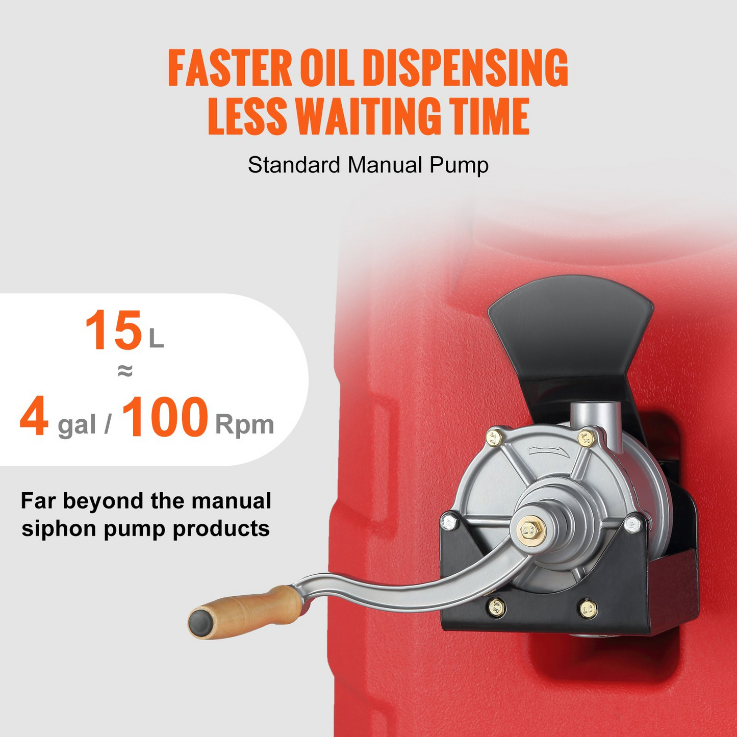 VEVOR 16 Gallon Fuel Caddy Portable Gas Storage Tank 7.8 L/min with Manual Pump