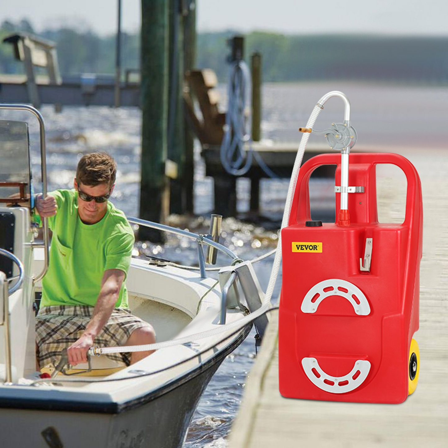 VEVOR Fuel Caddy 25 Gallon Portable Gas Diesel Tank On-Wheels with Manual Pump
