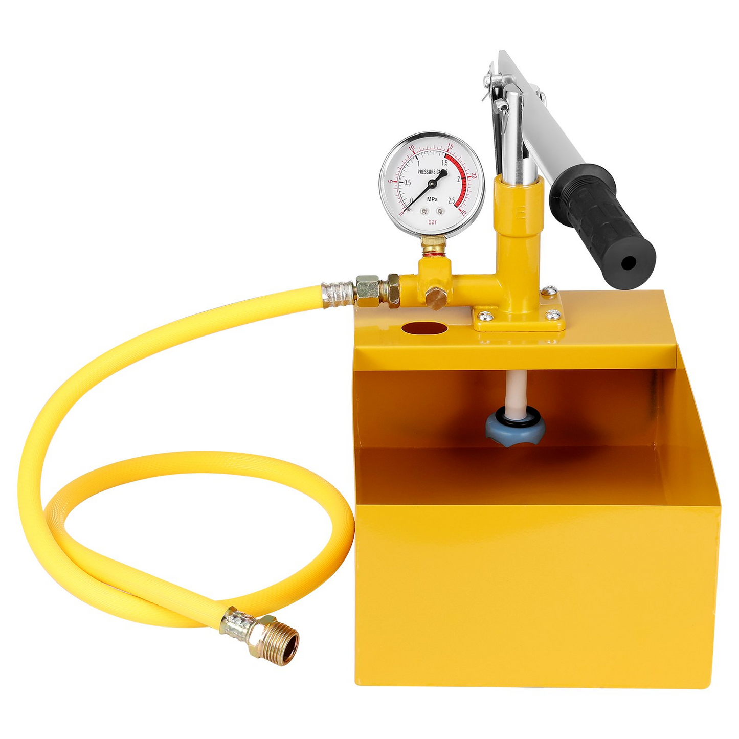 VEVOR Hydrostatic Test Pump, Max 25 bar/362 PSI, Single Valve Hydraulic Manual Water Pressure Tester Kit with Gauge 5L Water Tank, 1 m Hose with 1.27 cm External Thread Connector for Pipeline