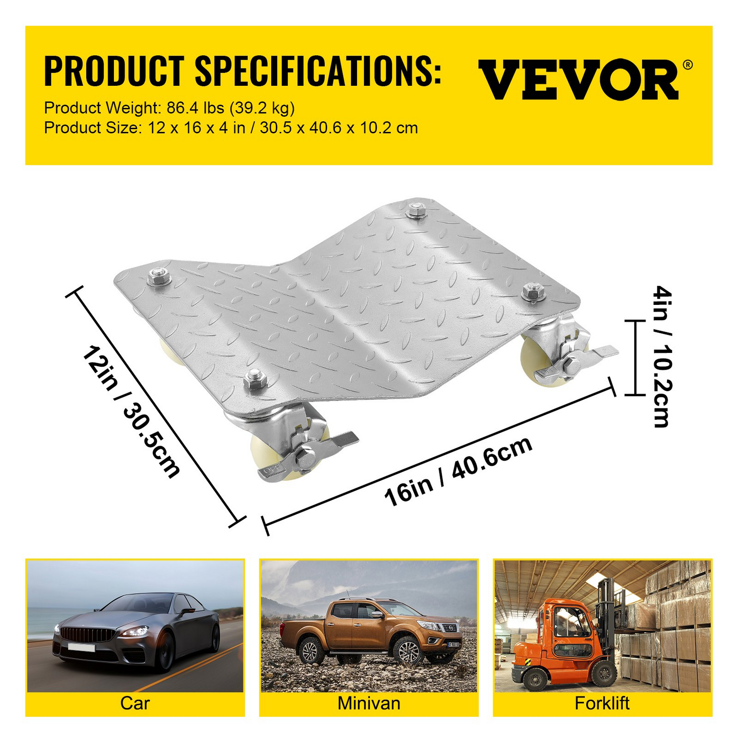 VEVOR 2Pcs Tire Wheel Dollies, 1500Lbs/680KG Tire Skates Wheel Car Van Positioning Dolly Trolley Ball Bearings Recovery Jack Auto Repair Moving