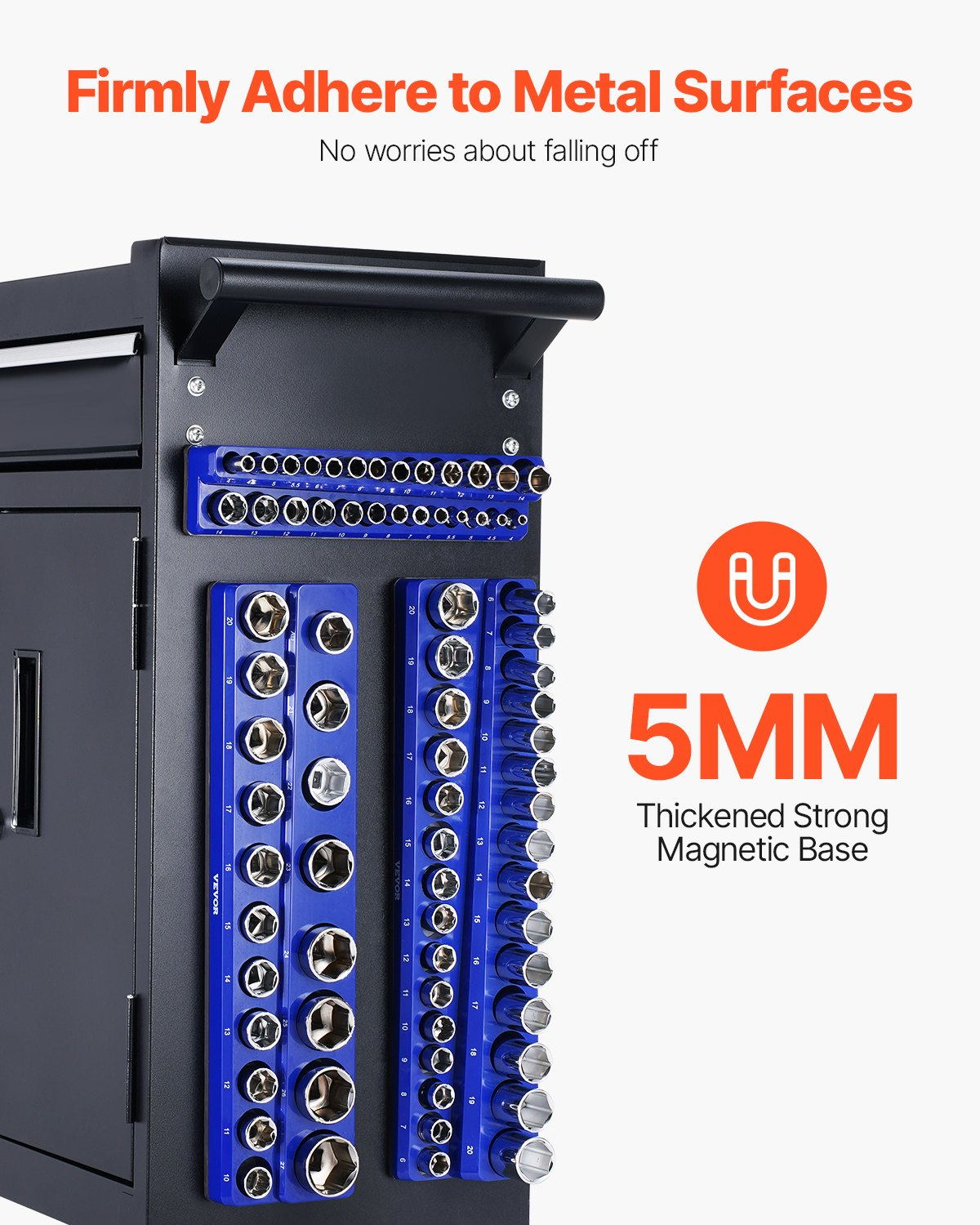 VEVOR Magnetic Socket Organizer Set 3PCS Magnetic Socket Trays Blue for Metric