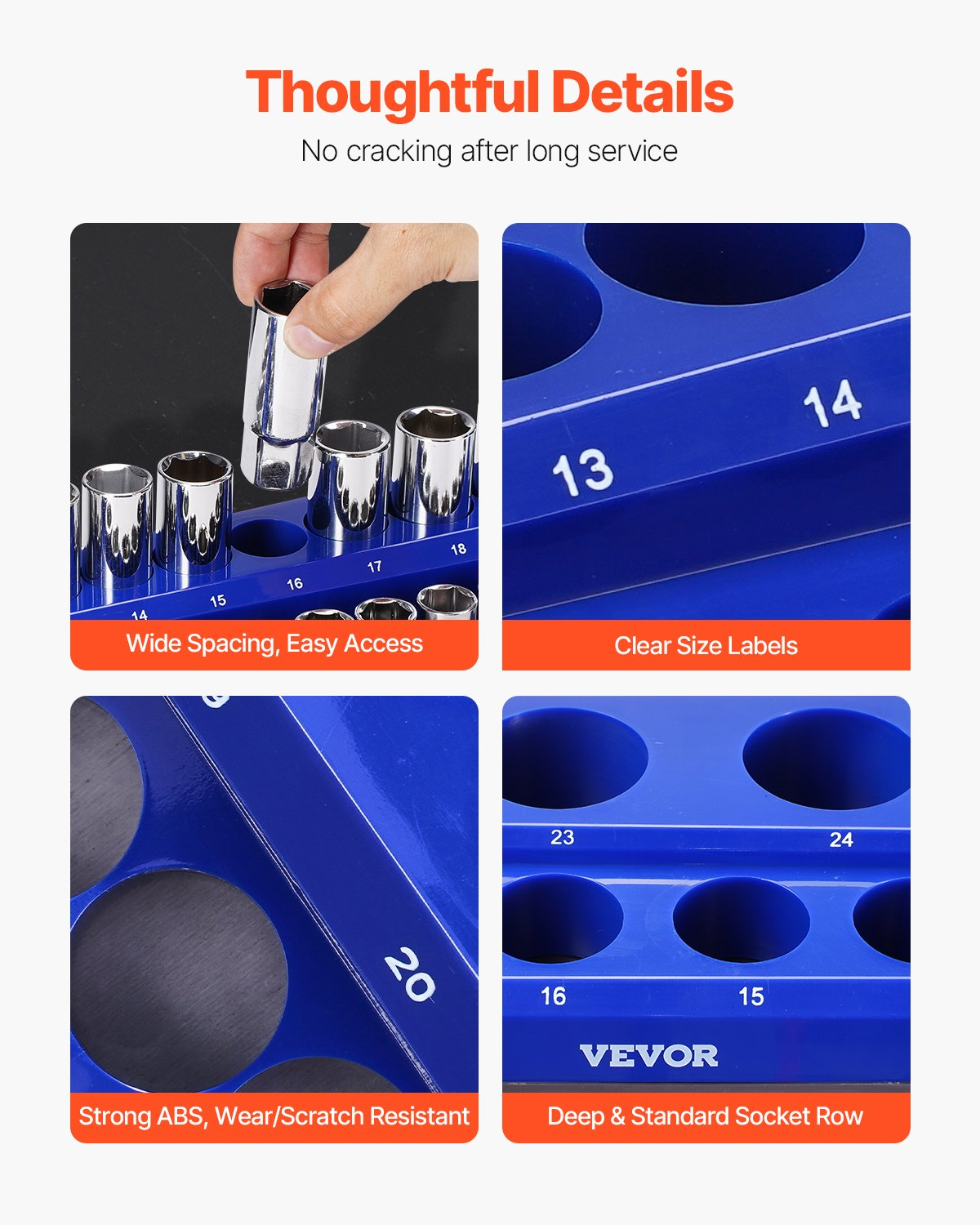 VEVOR Magnetic Socket Organizer Set 3PCS Magnetic Socket Trays Blue for Metric
