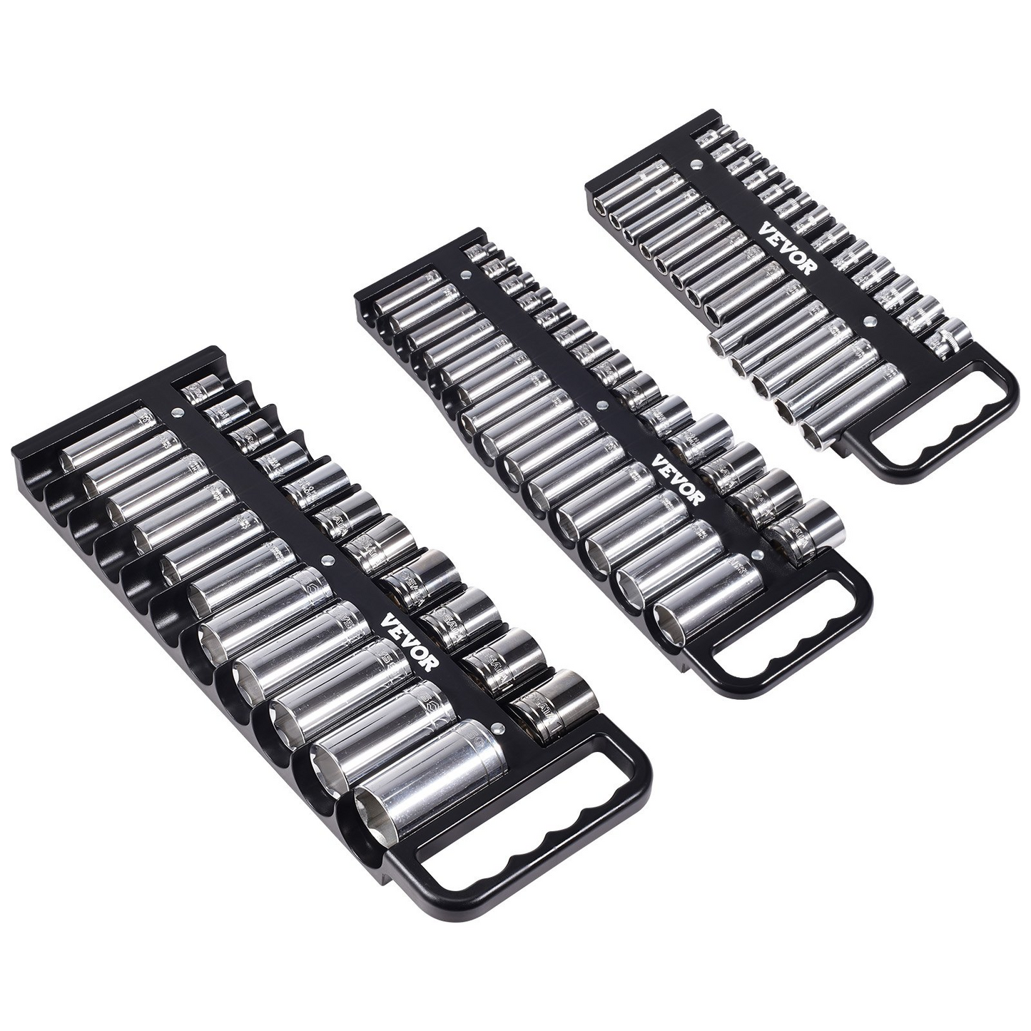 VEVOR Portable Socket Organizer Set 3PCS 76-Clip Magnetic Socket Tray Metric/SAE