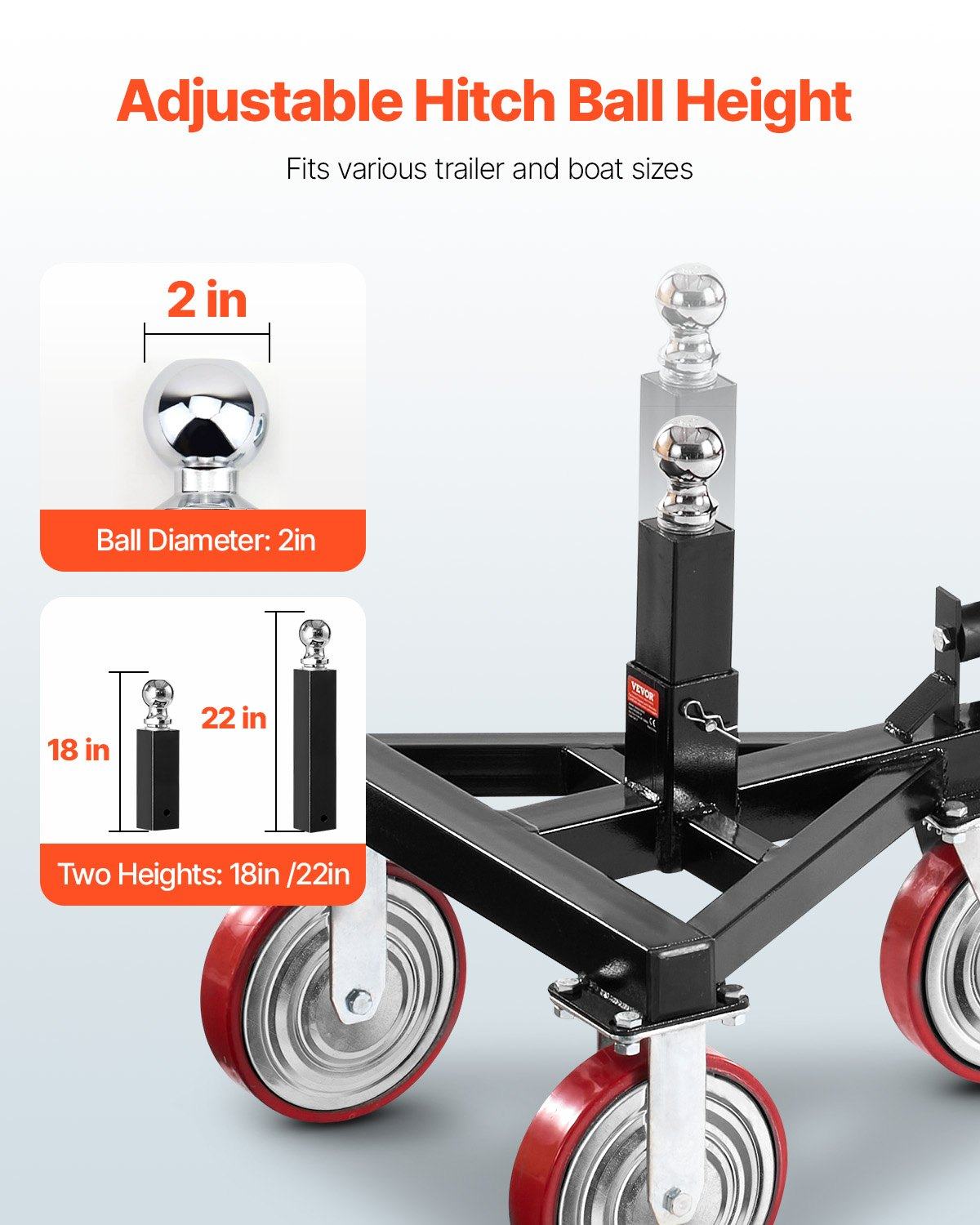 Trailer Dolly 3500lbs Tongue Weight Capacity 18 and 22 inch Height Adjustable