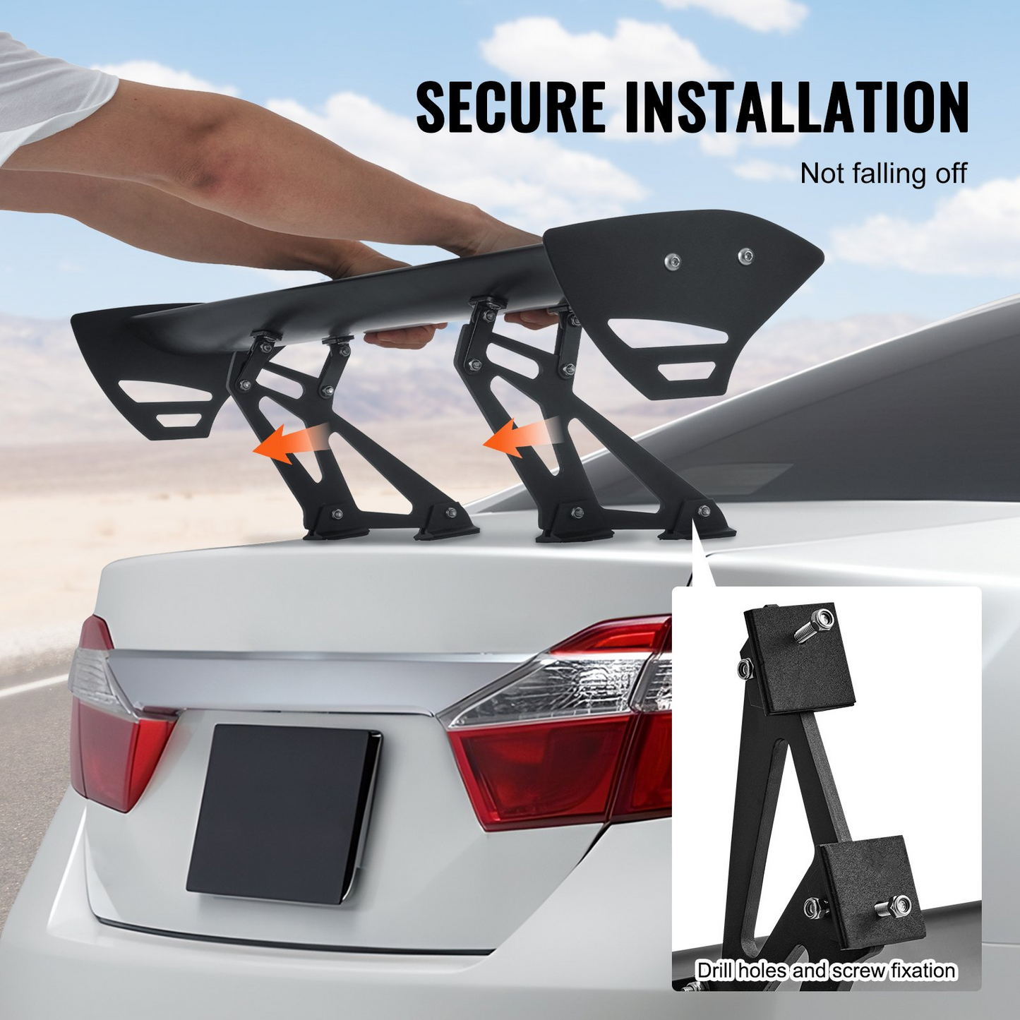 VEVOR Universal Rear Spoiler GT Style Adjustable Trunk Wing Car Racing 43.3"/110 cm
