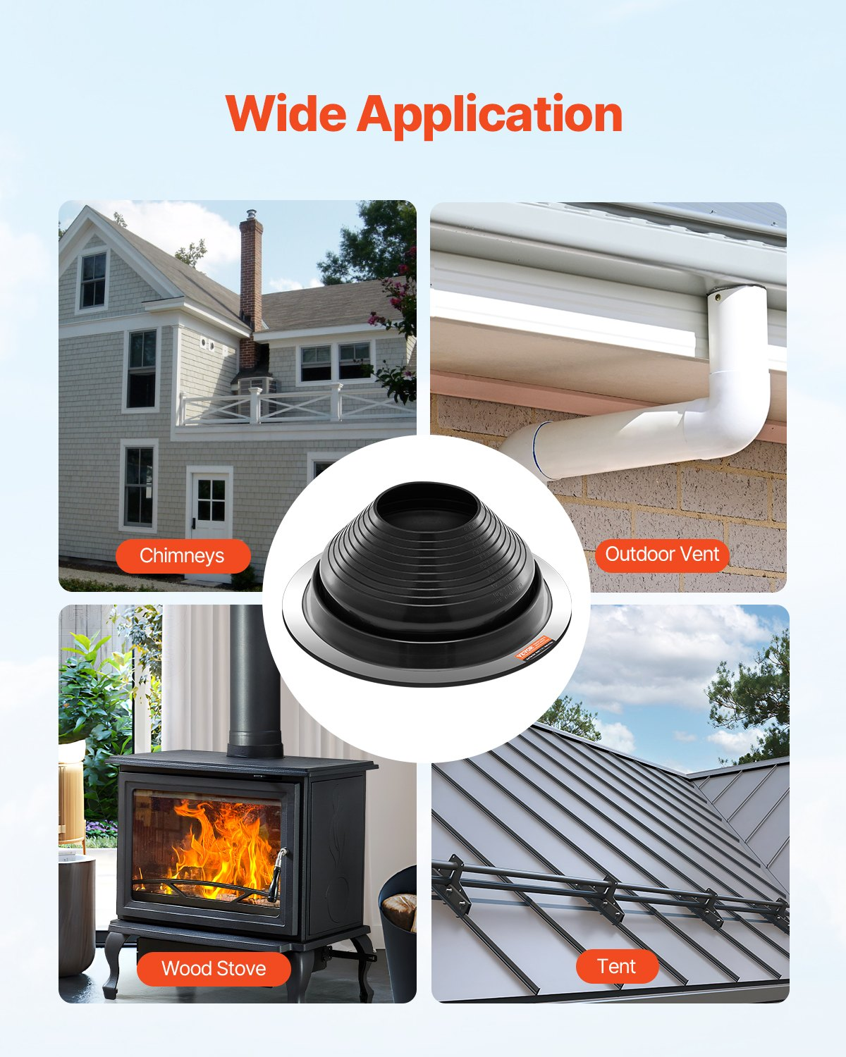 VEVOR 2 Pcs Metal Roof Pipe Flashing Boots Fit 6"-11" Pipe High Temp Black EDPM