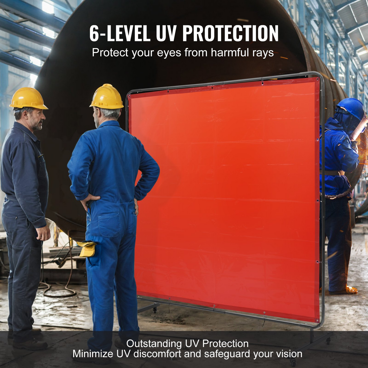 VEVOR Welding Curtain Screen, 1.8 x 1.8 m Hanging Welding Curtain Wall, Flame-Resistant Vinyl Welding Protection Screens with 6-Level UV Protection & Hanging Holes, Portable for Workshop/Industrial, Red