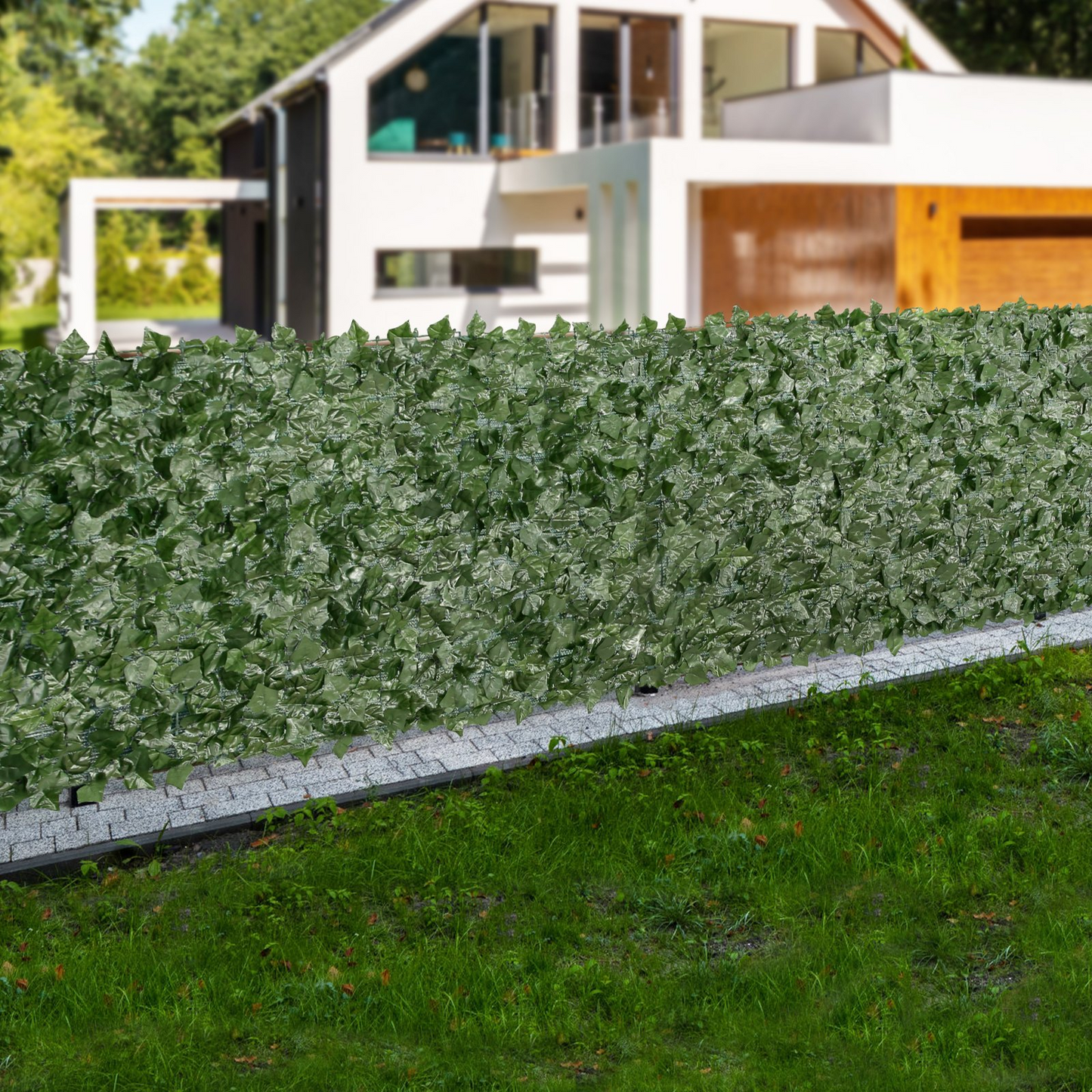 VEVOR Ivy Privacy Fence, 1.5 x 3m Artificial Green Wall Screen, Greenery Ivy Fence with Mesh Cloth Backing and Strengthened Joint, Faux Hedges Vine Leaf Decoration for Outdoor Garden, Yard, Balcony