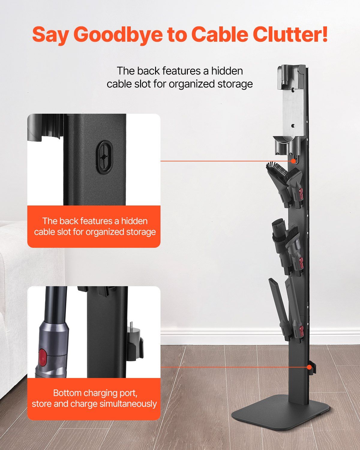 VEVOR Vacuum Stand for Dyson Multi-Models Stable Storage Bracket Holder Black