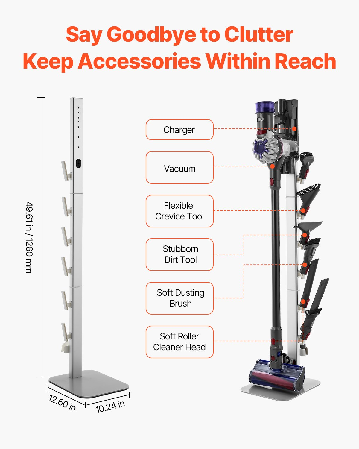 VEVOR Vacuum Stand for Dyson Multi-Models Stable Storage Bracket Holder Gray