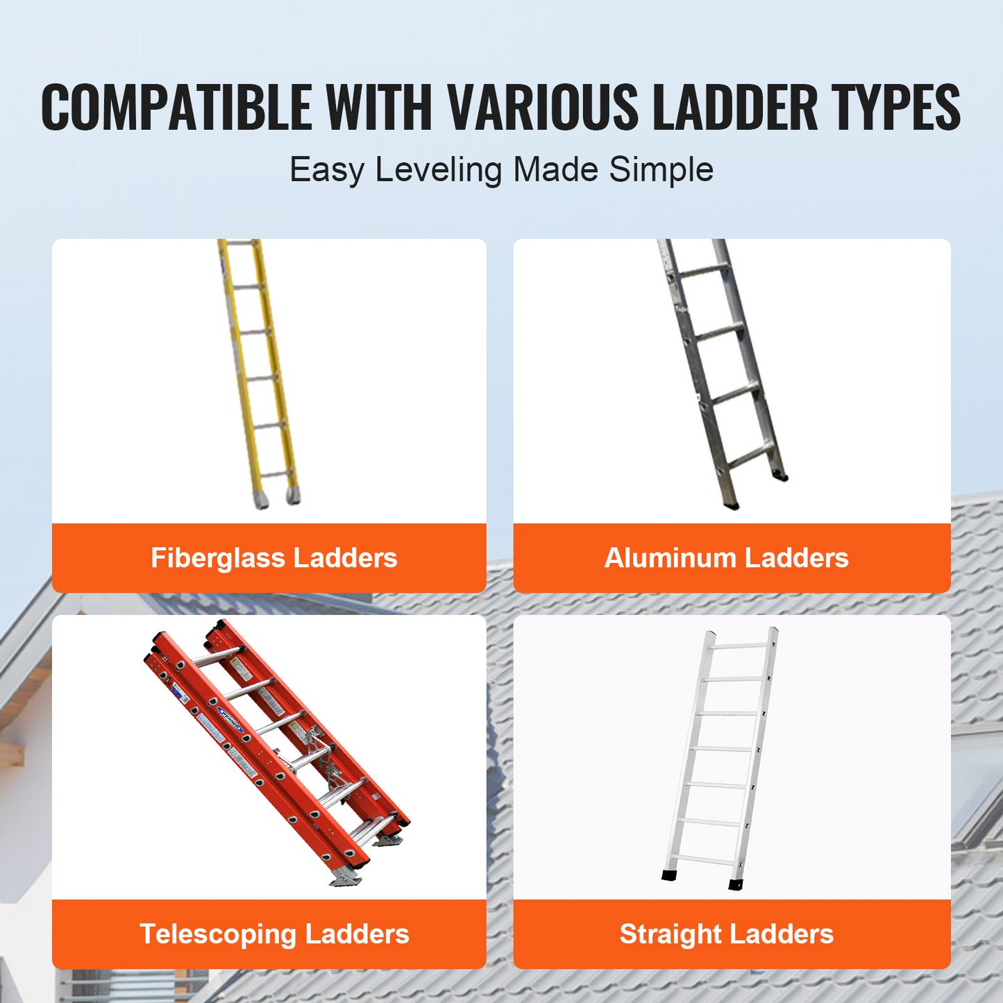 VEVOR Ladder Levler 172.4 kg Load PP Leveling Tool with Storage for Uneven Ground