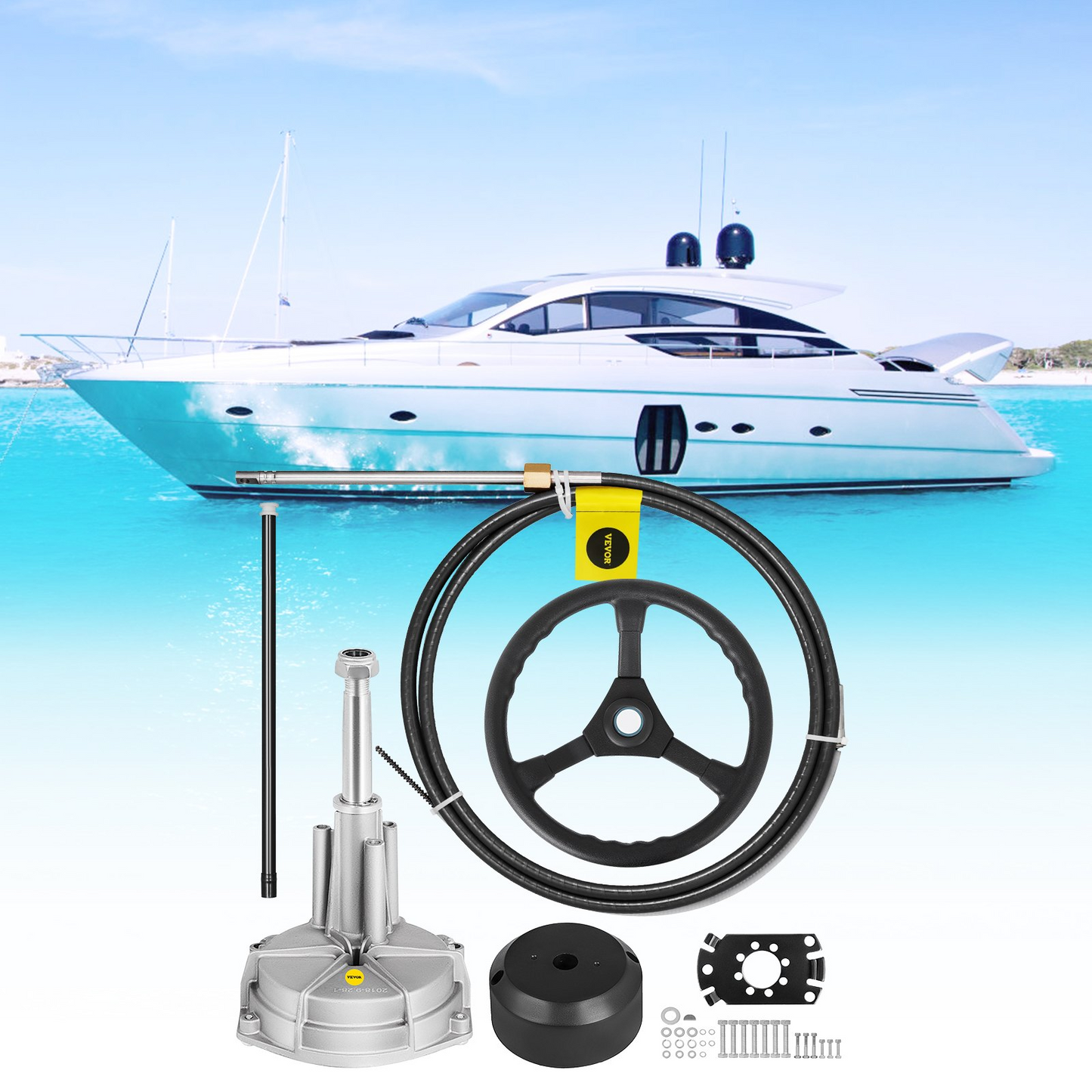 VEVOR SS13712 12 Quick Connect Rotary Steering Package with 33 cm Wheel