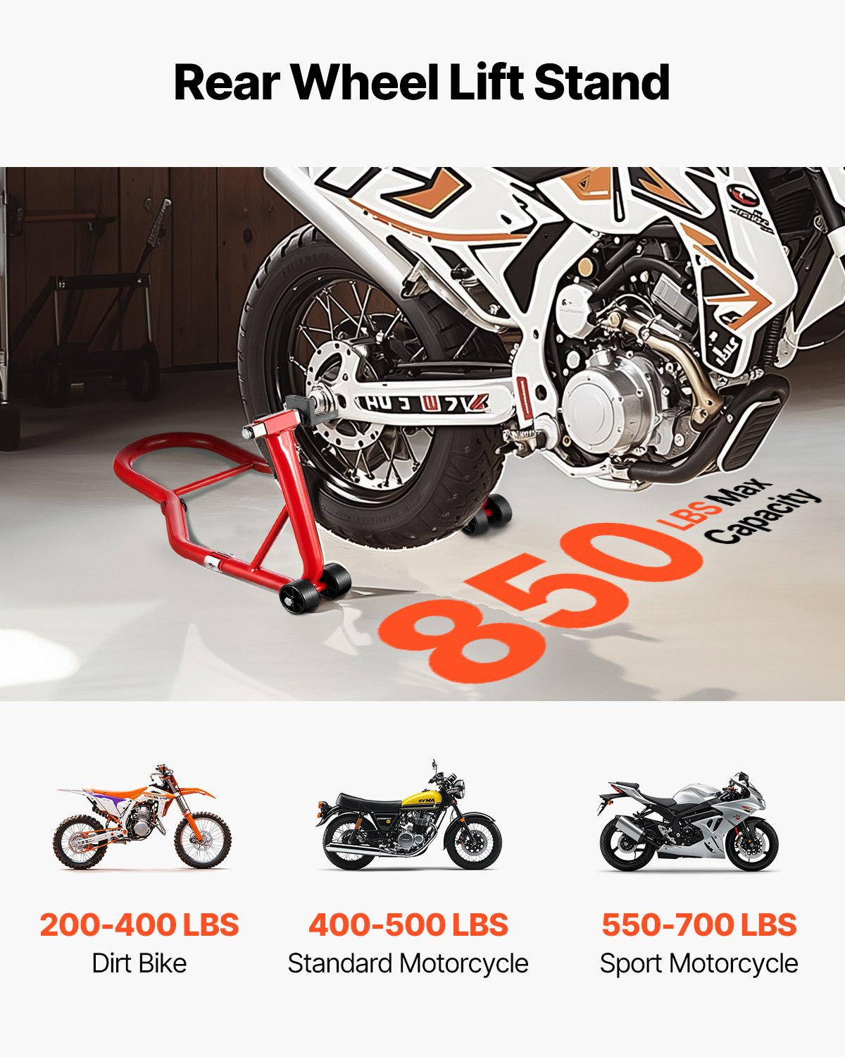 VEVOR Motorcycle Stand Lift 850 lbs Rear Spoolift Paddock Swingarm Arm Red