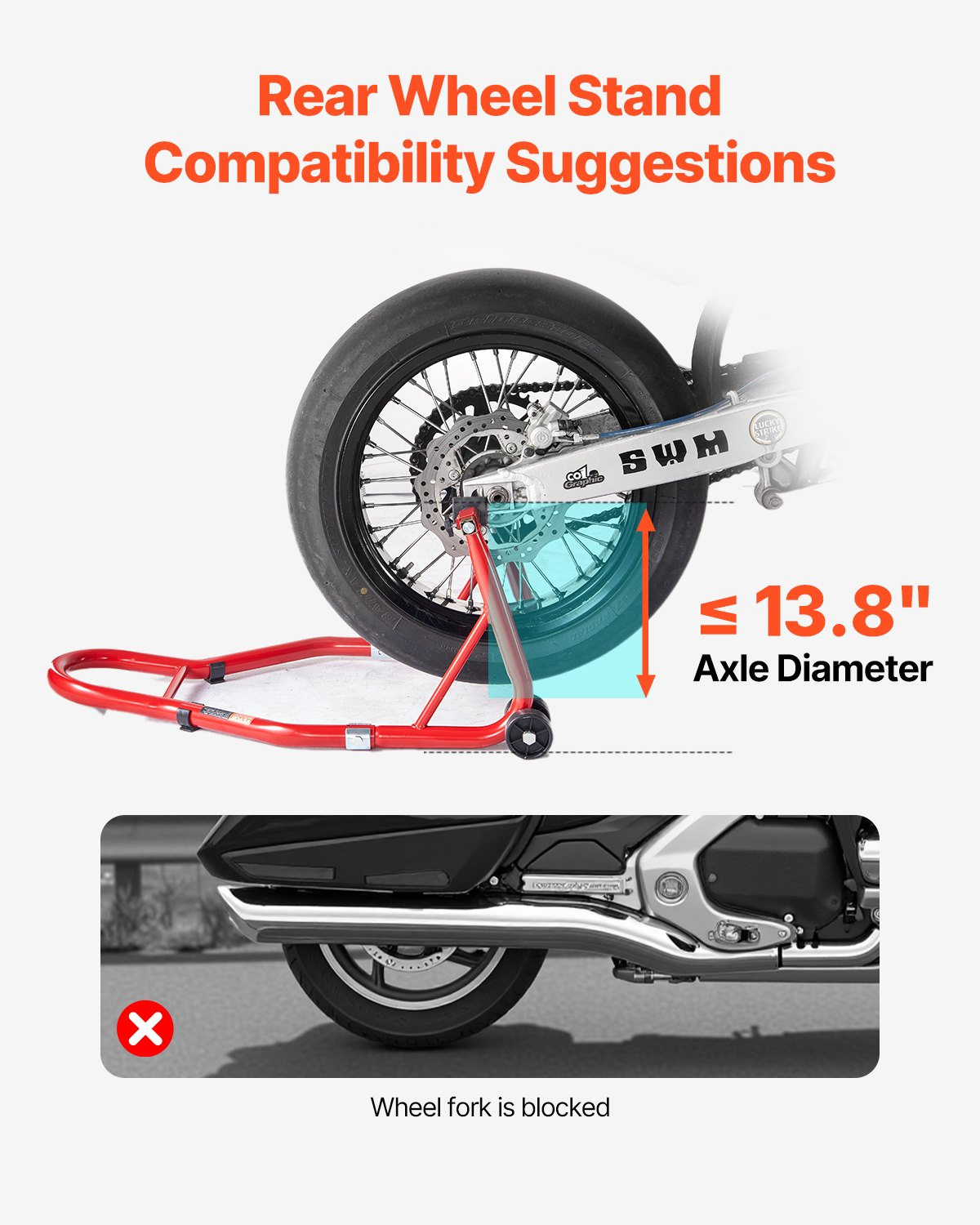 VEVOR Motorcycle Stand Lift 850 lbs Rear Spoolift Paddock Swingarm Arm Red