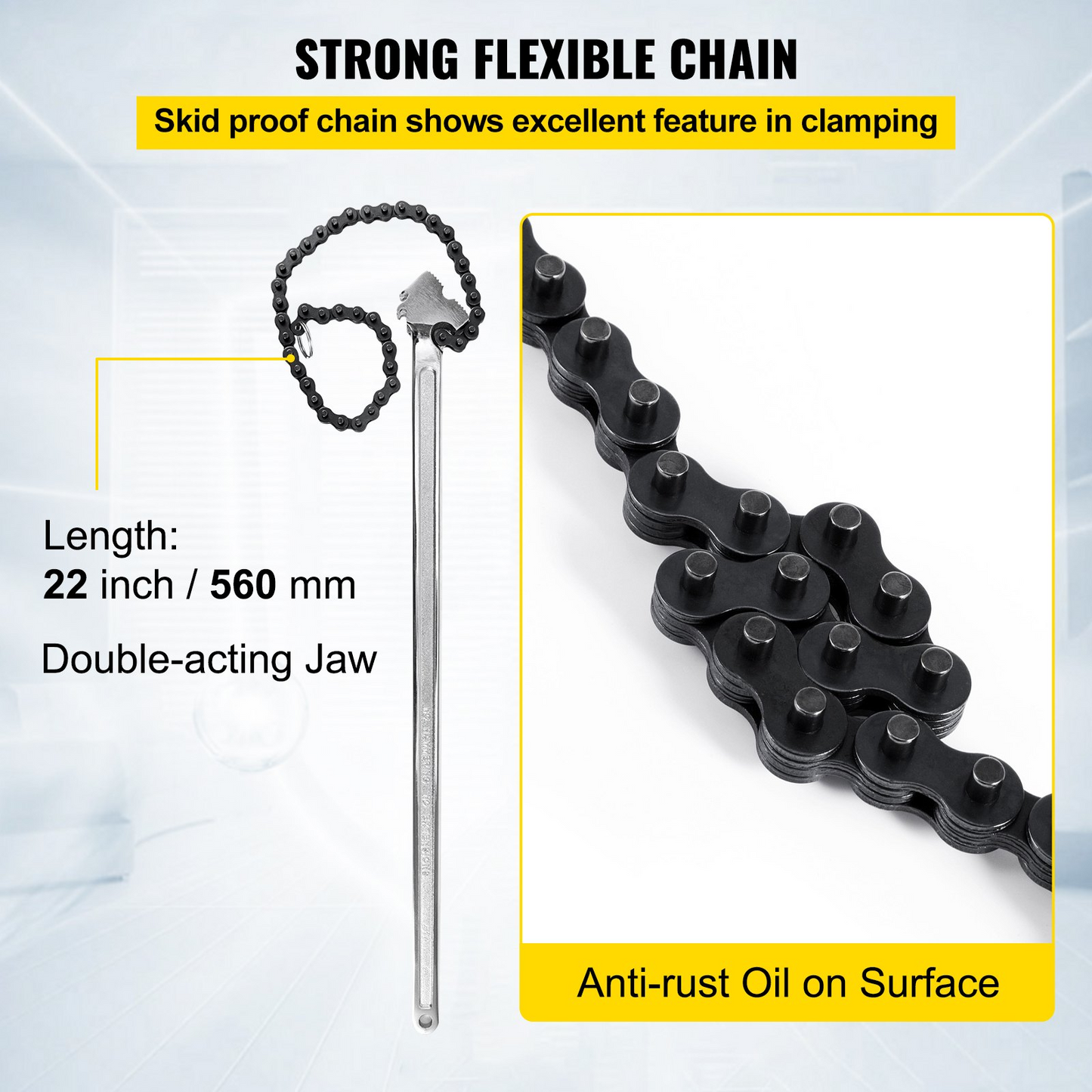VEVOR 24 Inch Pipe Chain Wrench Heavy Duty 6.7 Inch Chain Wrench
