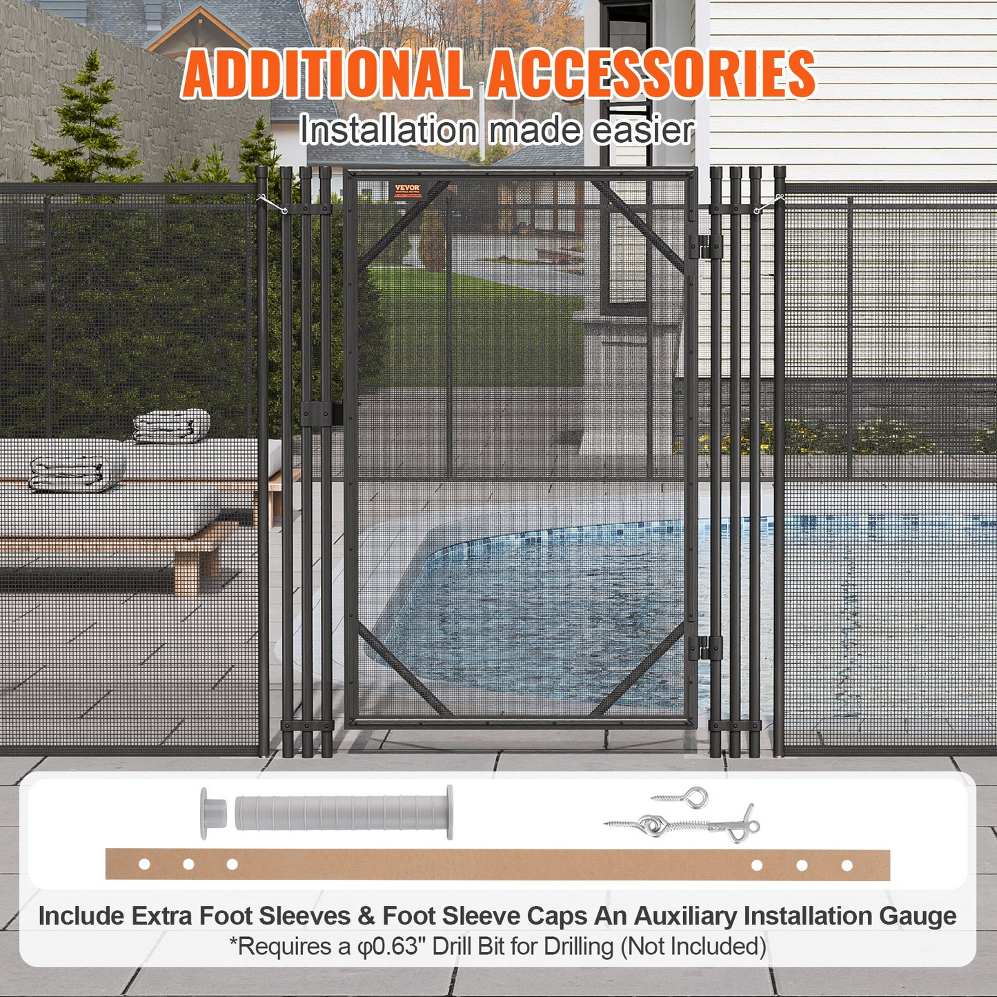 VEVOR Pool Fence Gate 121.9 cm x 76.2 cm Removable Inground Pool Gate for Kids Security