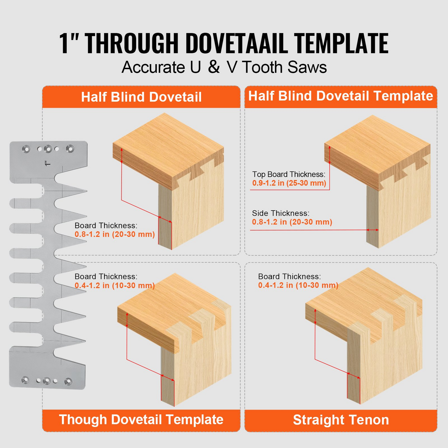 VEVOR Dovetail Jig 30.5 cm Precise Dove Tailing Router Jigs with 3 Templates