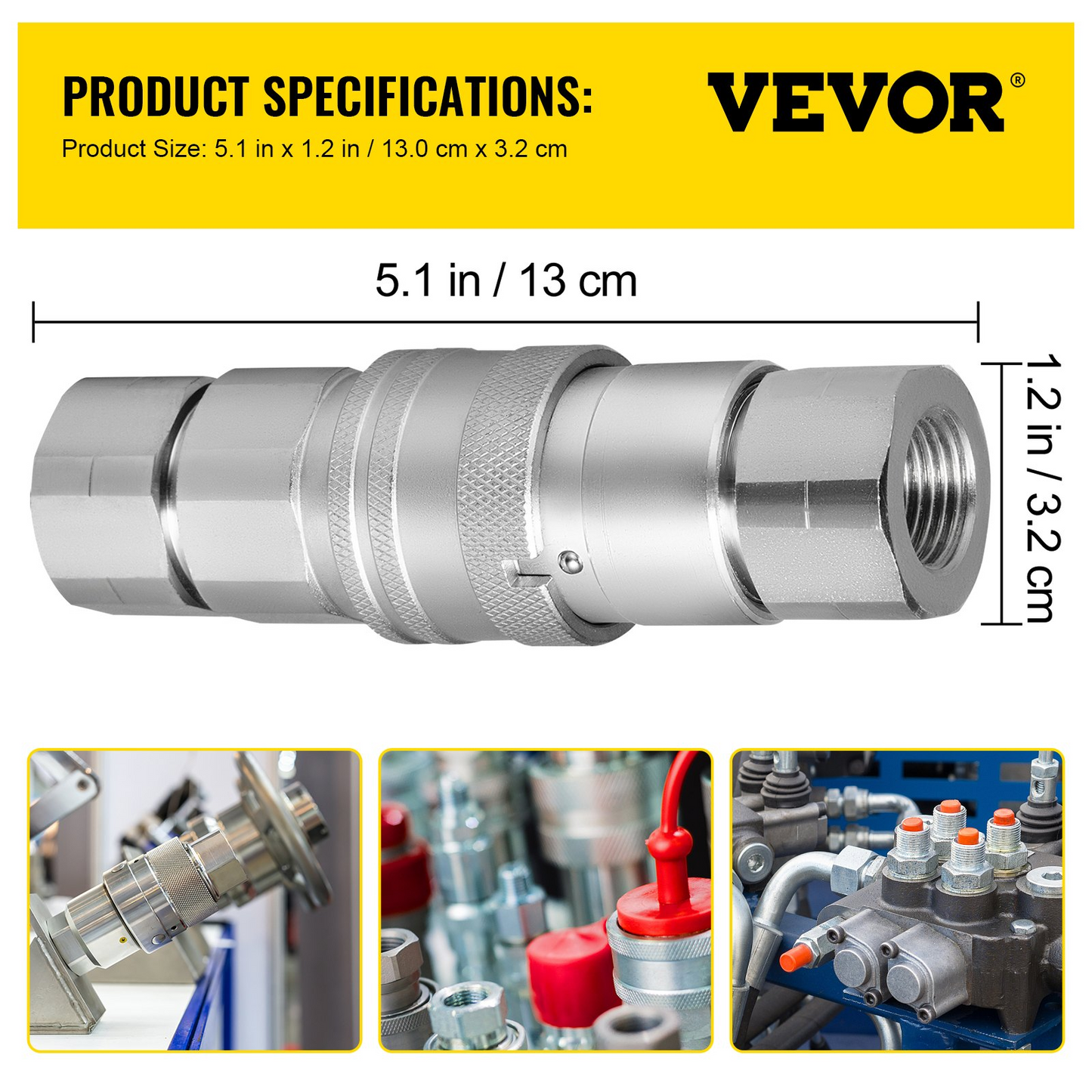 VEVOR Hydraulic Coupler Quick Connect Coupling 2Sets Ball Pioneer Style 1/2" NPT