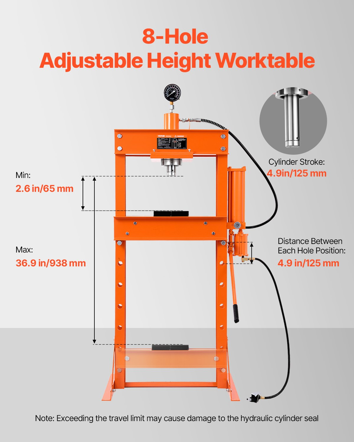 VEVOR 30 T Hydraulic Shop Press Hydraulic Press with Press Plate for Bending