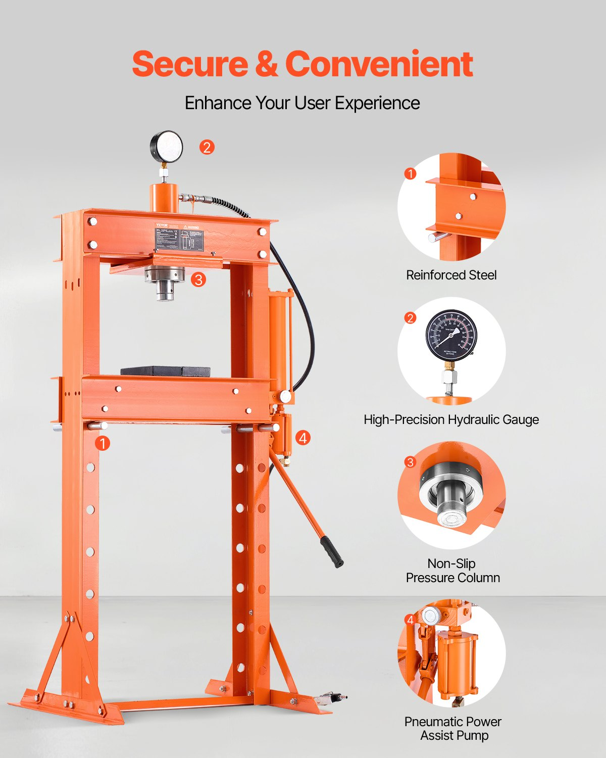 VEVOR 30 T Hydraulic Shop Press Hydraulic Press with Press Plate for Bending