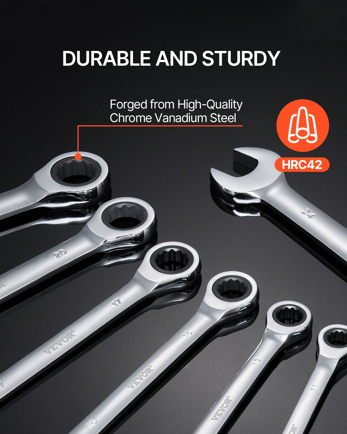 VEVOR Combination Wrench Set 30 PCS SAE 1/4" to 1", Metric 8-24mm Organizer Rack
