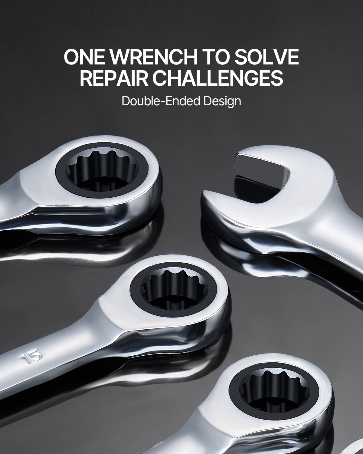 VEVOR Combination Wrench Set 30 PCS SAE 1/4" to 1", Metric 8-24mm Organizer Rack
